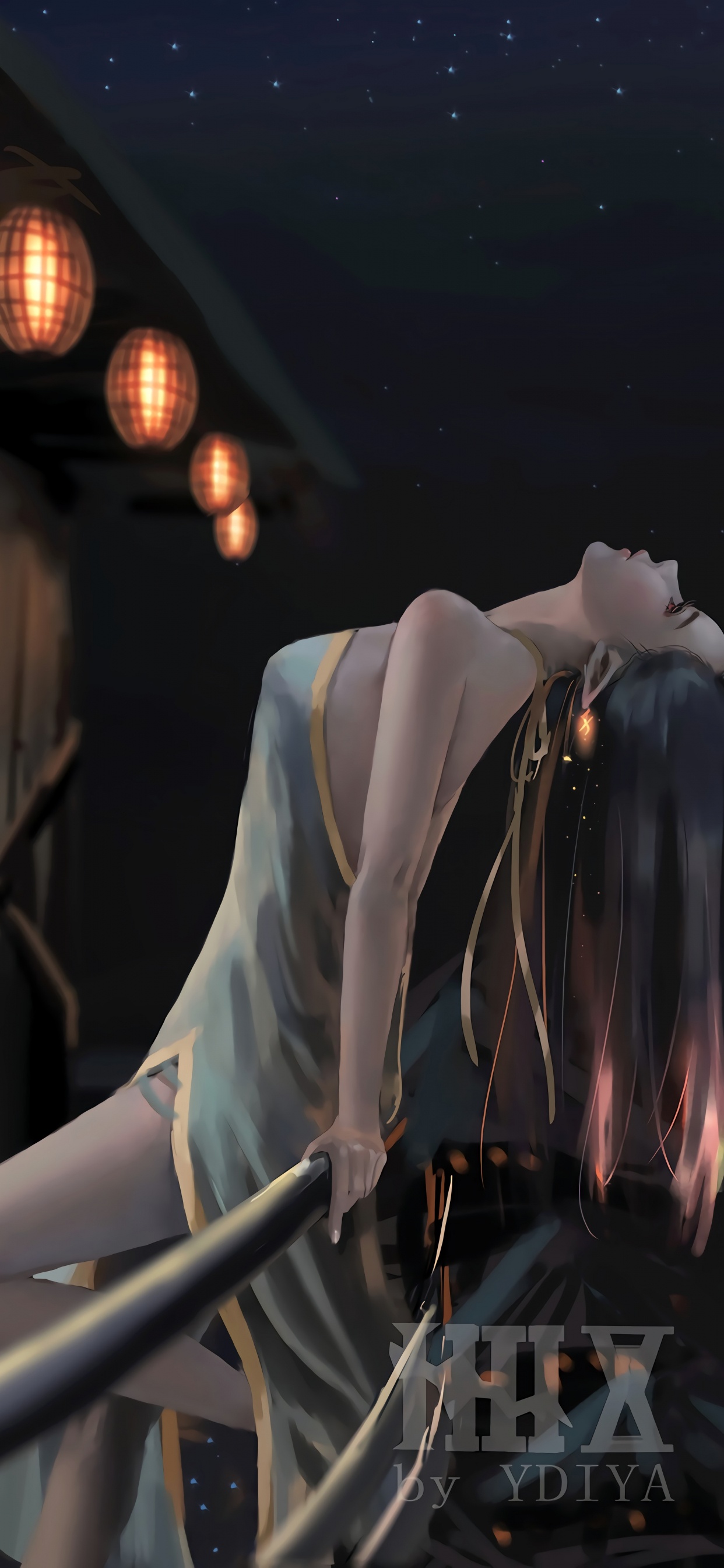 Femme en Robe Blanche à Manches Longues Personnage Anime. Wallpaper in 1242x2688 Resolution