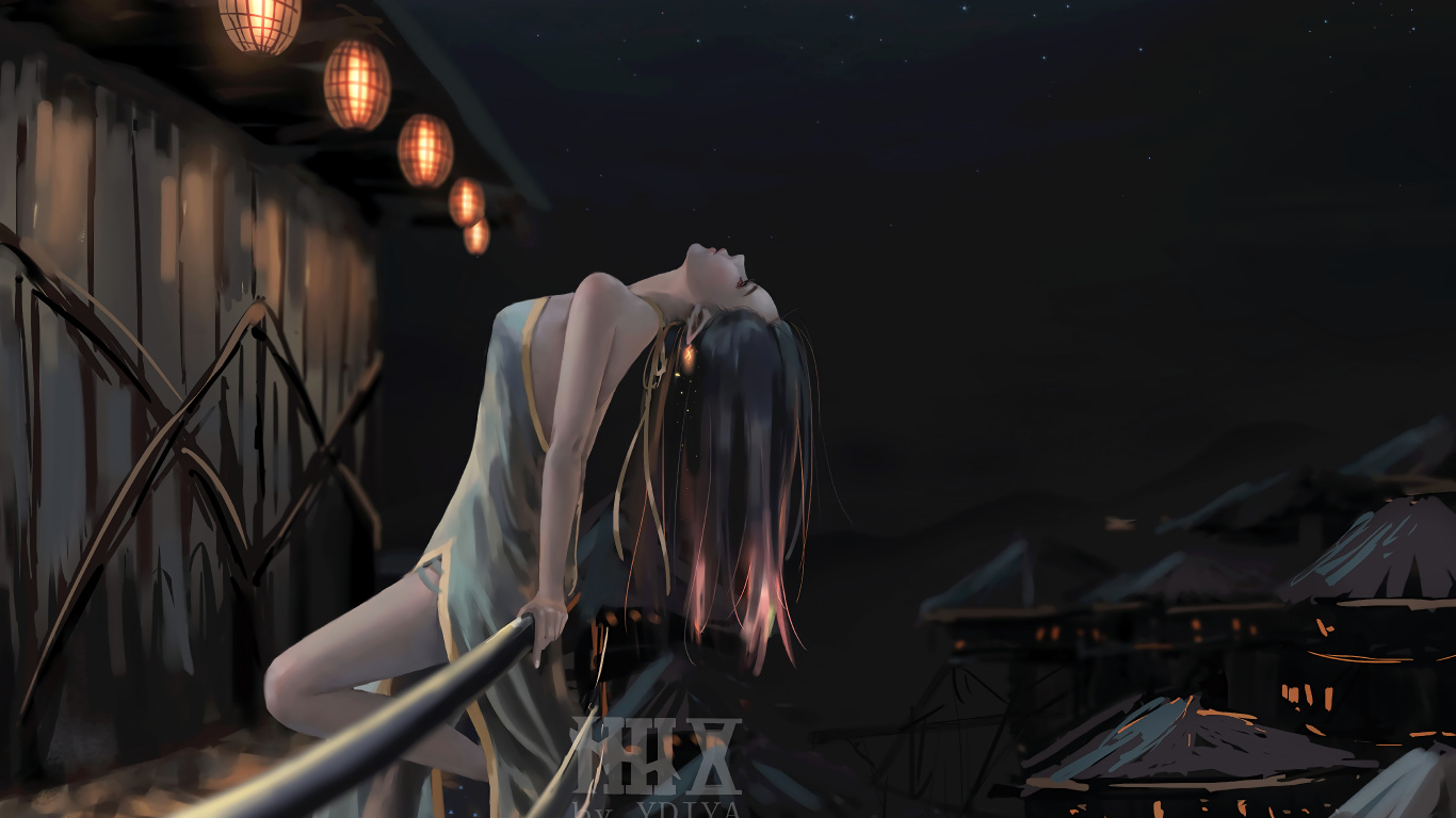 Femme en Robe Blanche à Manches Longues Personnage Anime. Wallpaper in 1366x768 Resolution