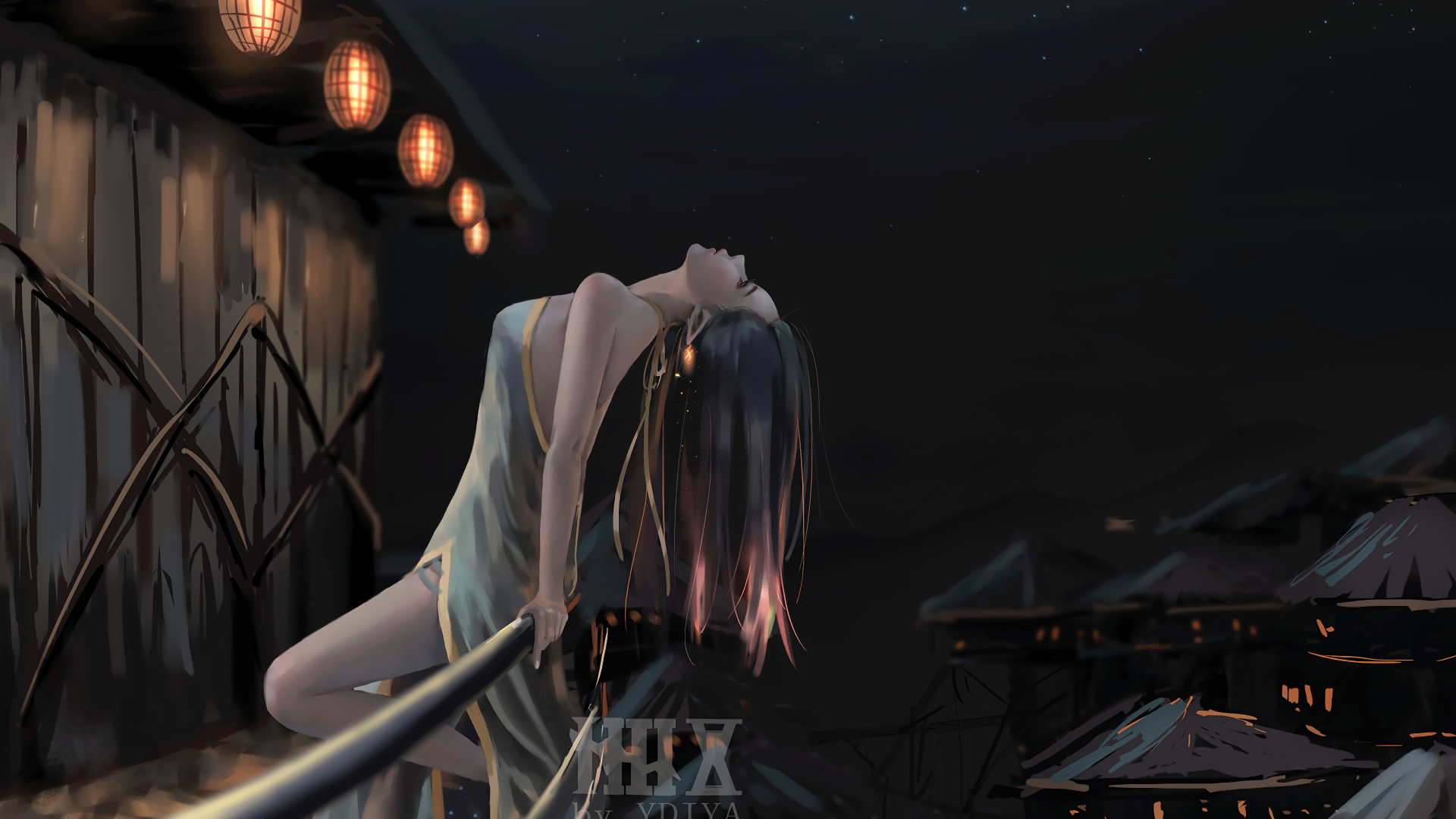 Femme en Robe Blanche à Manches Longues Personnage Anime. Wallpaper in 1920x1080 Resolution