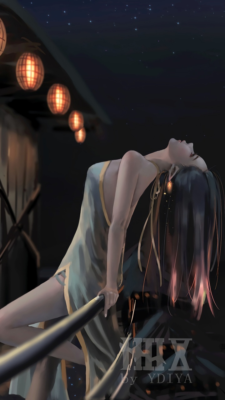 Femme en Robe Blanche à Manches Longues Personnage Anime. Wallpaper in 720x1280 Resolution