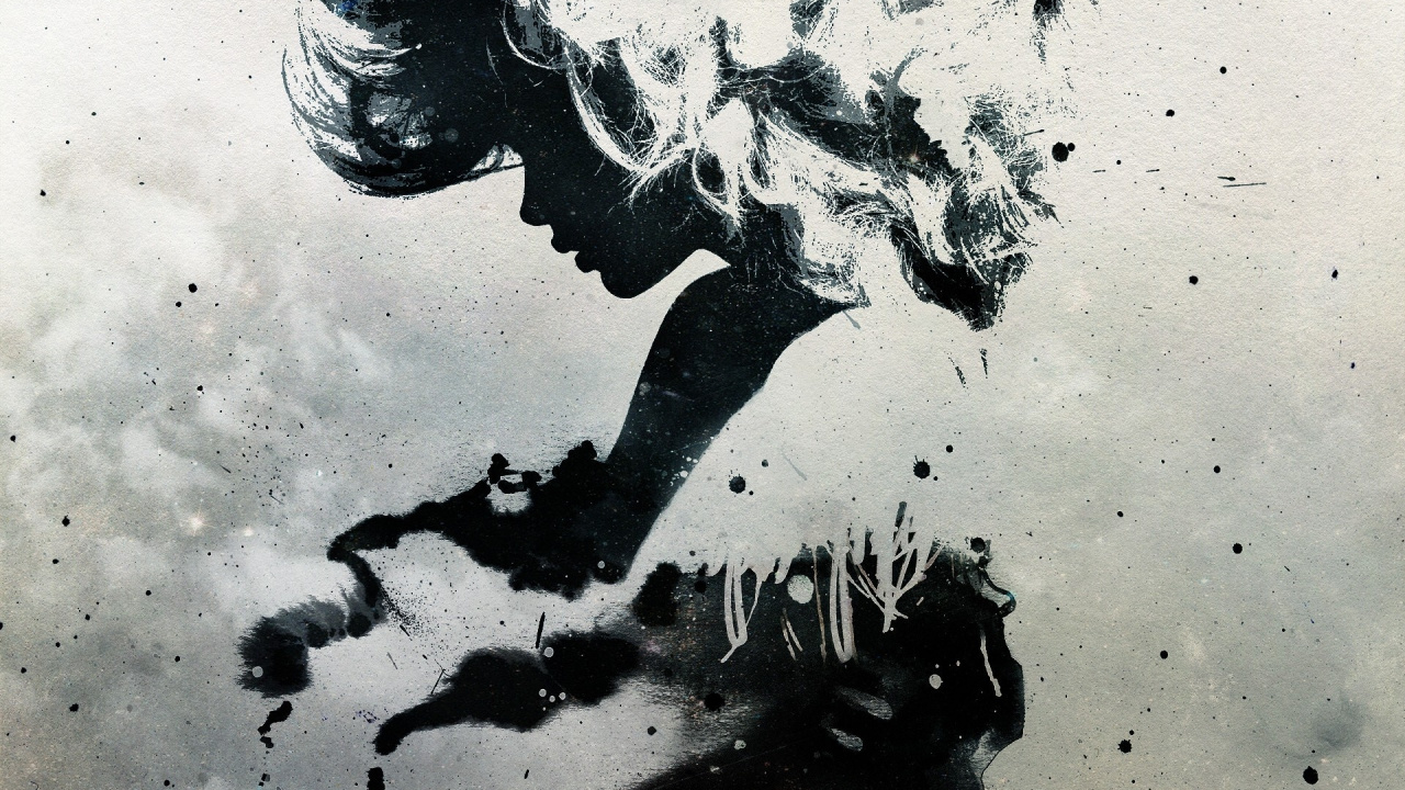 Peinture Abstraite en Noir et Blanc. Wallpaper in 1280x720 Resolution