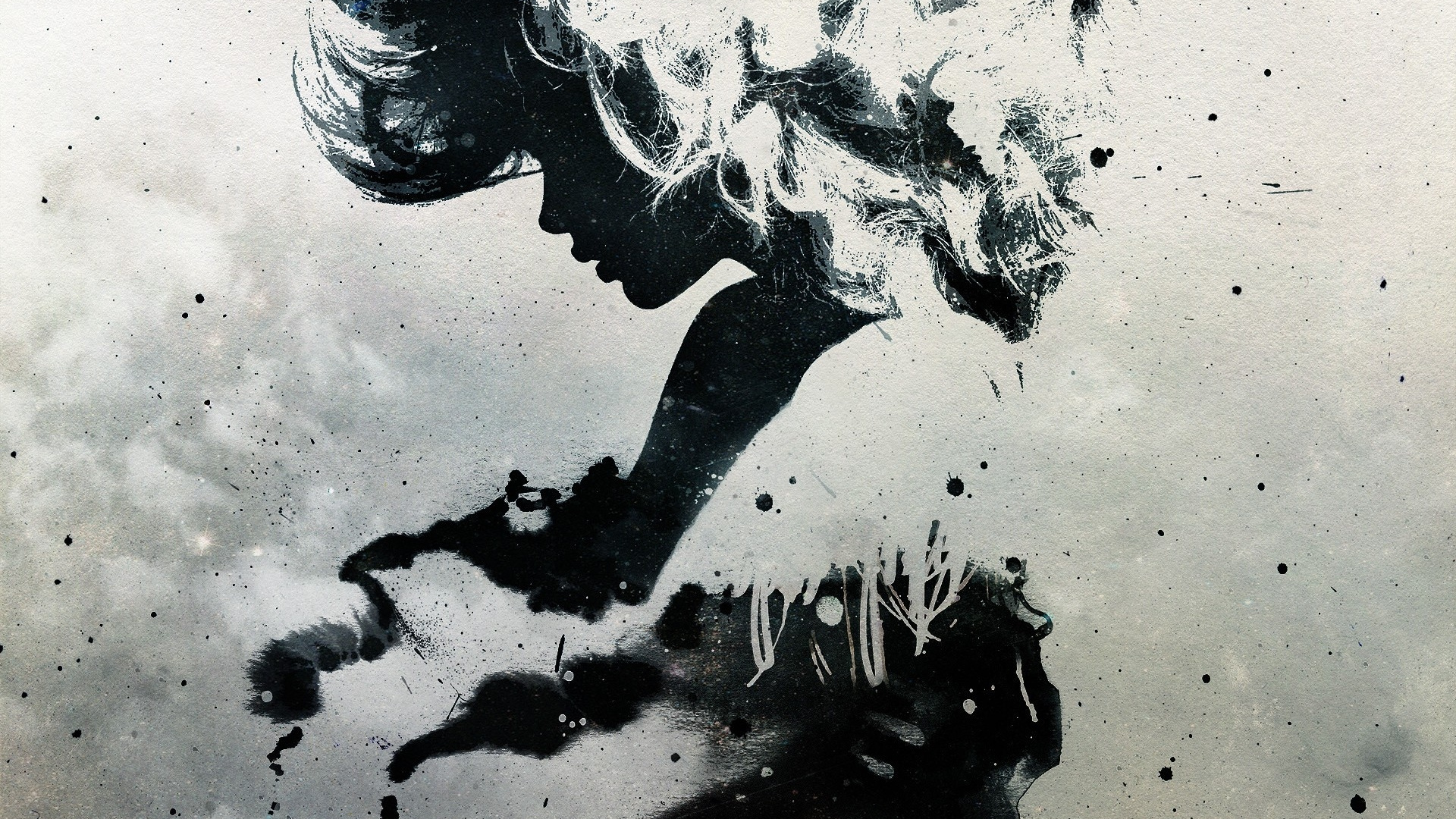 Pintura Abstracta en Blanco y Negro. Wallpaper in 1920x1080 Resolution