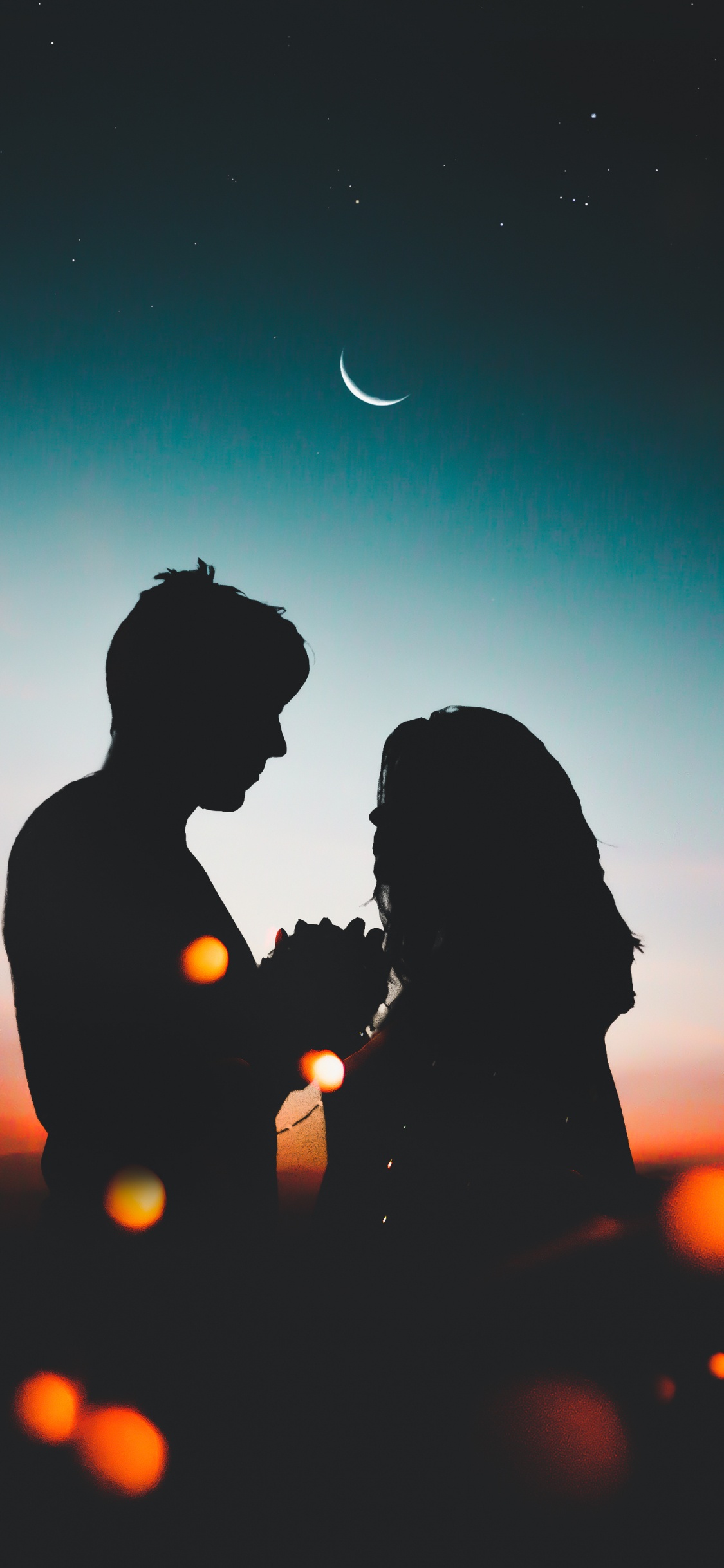 Romance, Love, Night, Night Sky, Highlight. Wallpaper in 1125x2436 Resolution