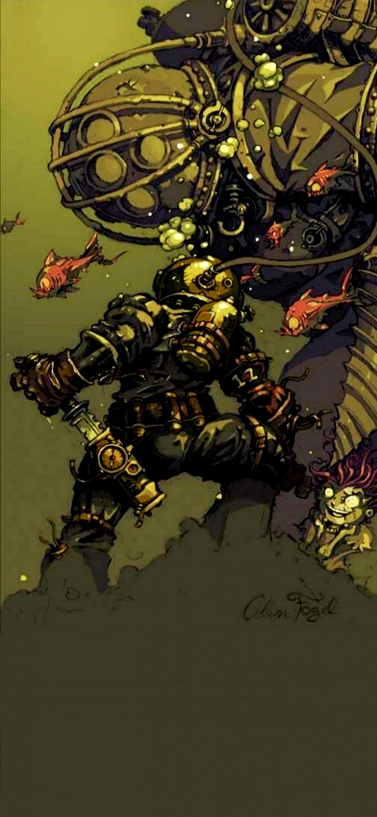 Art de Videur de Bioshock, Bioshock, Bioshock Infinite, BioShock 2, Grand Papa. Wallpaper in 1242x2688 Resolution