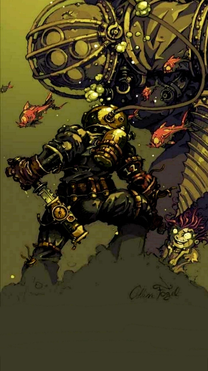 Download 720x1280 Wallpaper Bioshock Bouncer Art, Bioshock, Bioshock Infinite, BioShock 2, Big Daddy Bioshock Bouncer Art, Bioshock, Bioshock Infinite, BioShock 2, Big Daddy. Wallpaper in 720x1280 Resolution