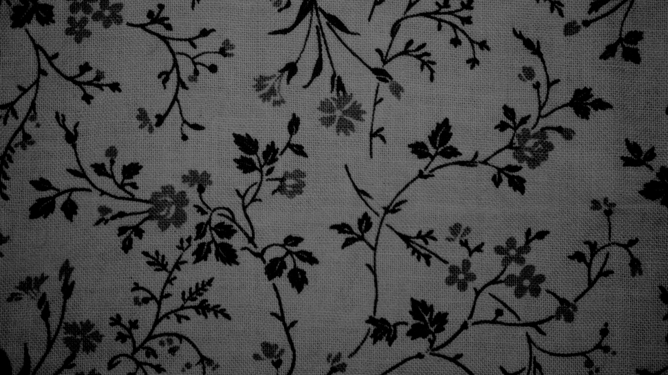 Schwarz-weißes Florales Textil. Wallpaper in 1366x768 Resolution