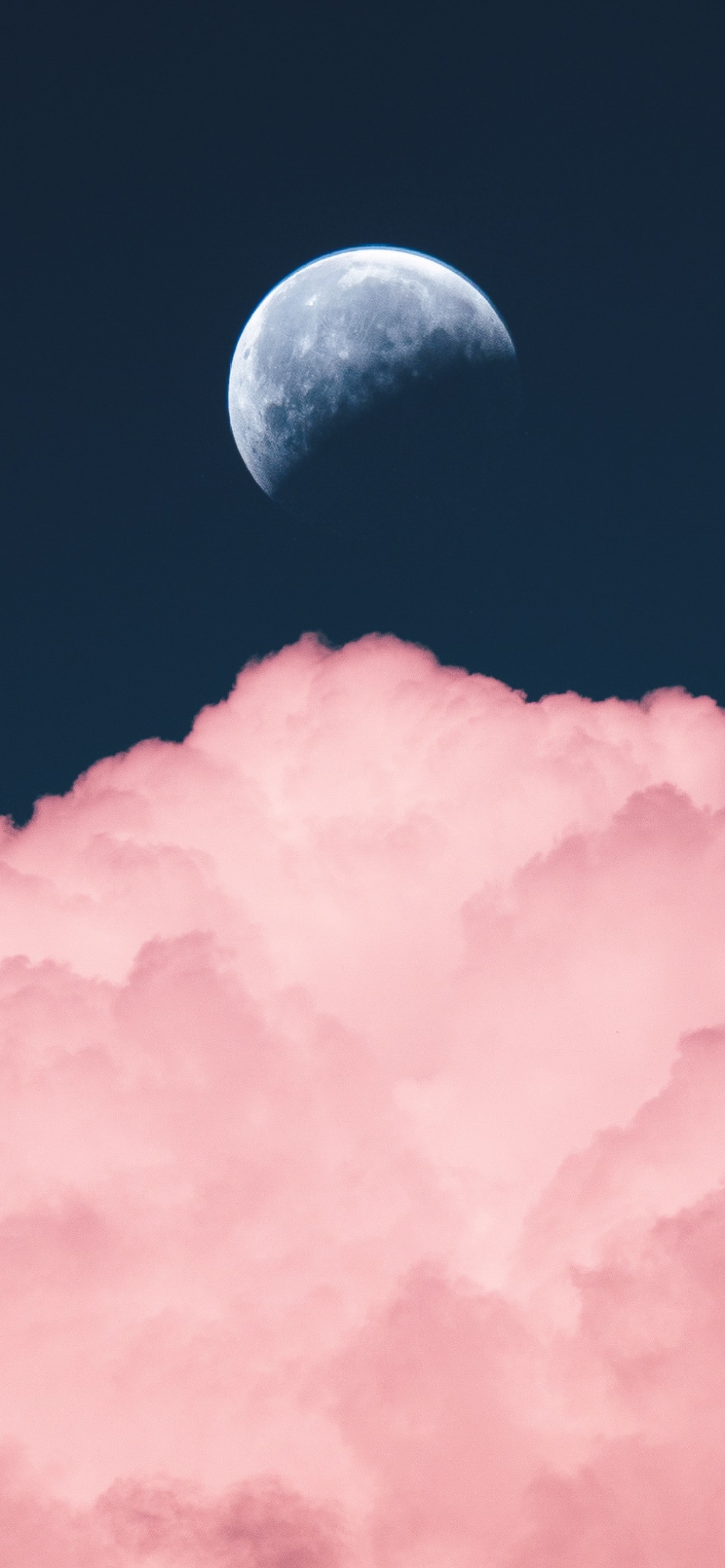 Nuages Roses et Lune, Supermoon, Pleine Lune, Satellite Naturel, Objet Astronomique. Wallpaper in 1242x2688 Resolution
