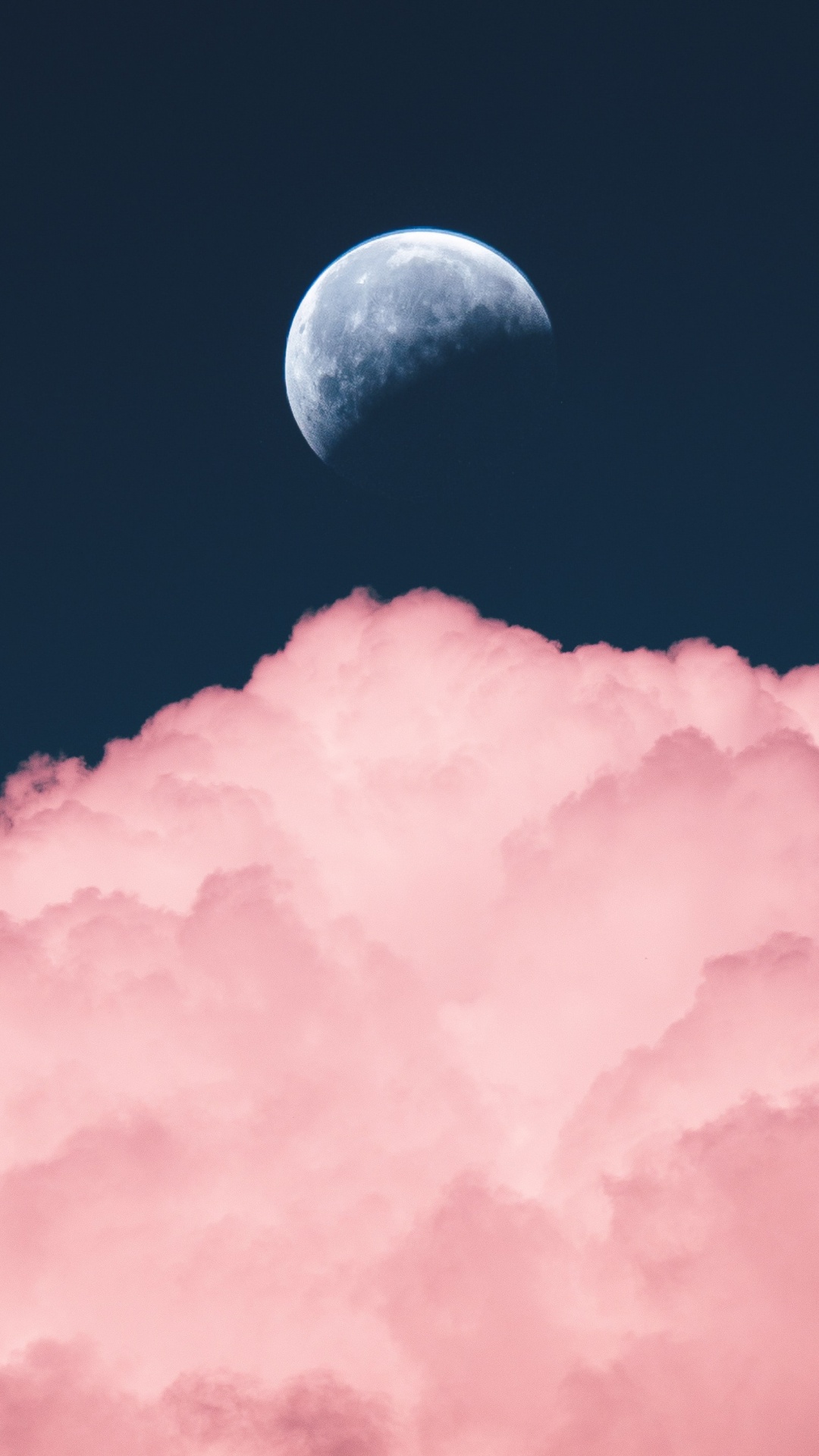 Pink Clouds and Moon, Supermoon, Moon, Full Moon, Natural Satellite. Wallpaper in 1080x1920 Resolution