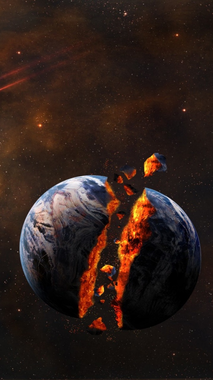 Illustration de la Planète Bleue et Brune. Wallpaper in 720x1280 Resolution