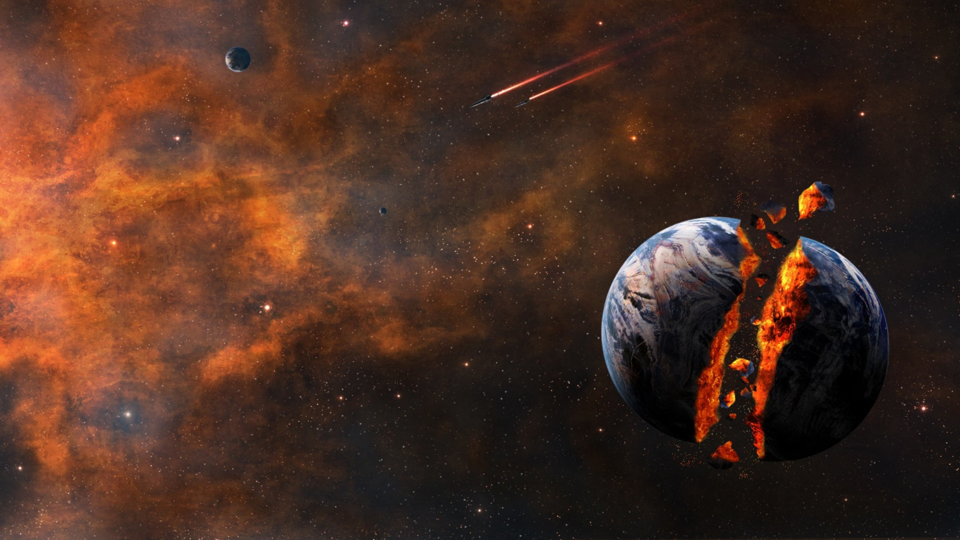 Ilustración de Planeta Azul y Marrón. Wallpaper in 1366x768 Resolution