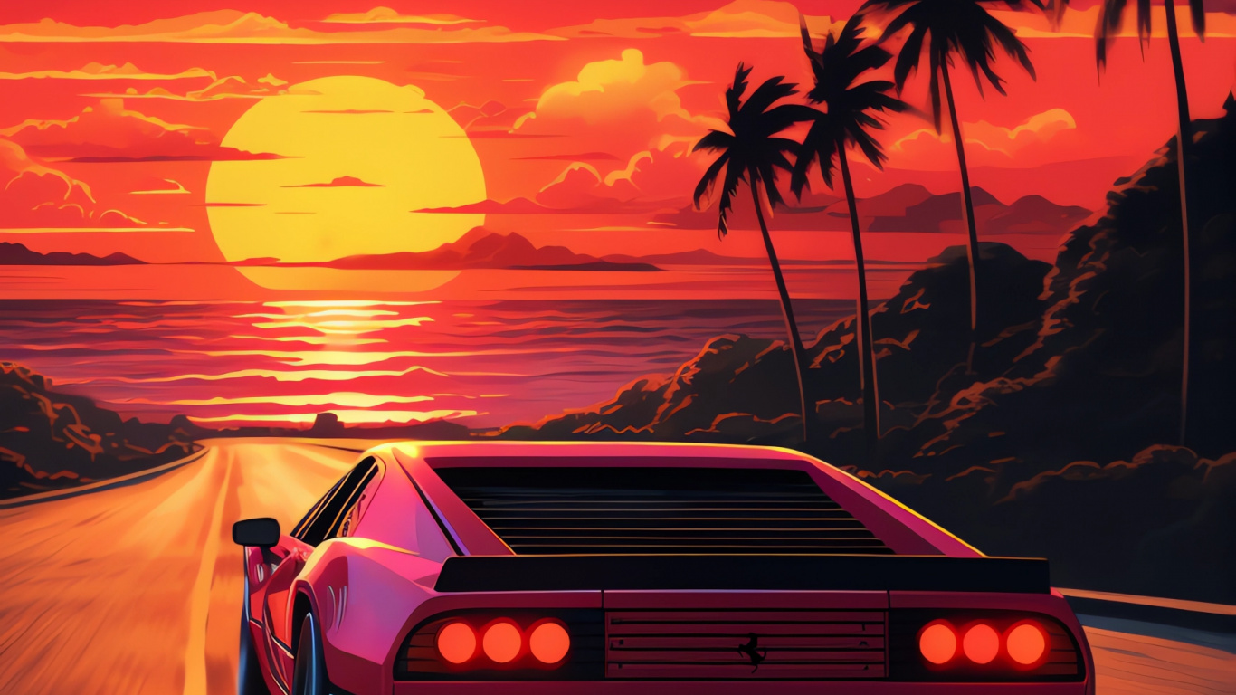 IOS, L'éclairage Automobile, Capuchon, Afterglow, Orange. Wallpaper in 1366x768 Resolution