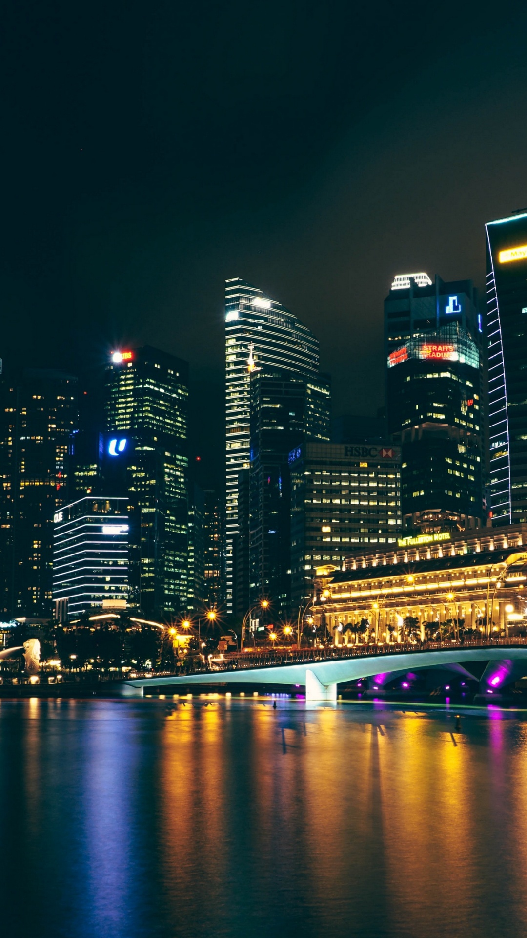 Skyline Der Stadt Bei Nacht Night. Wallpaper in 1080x1920 Resolution