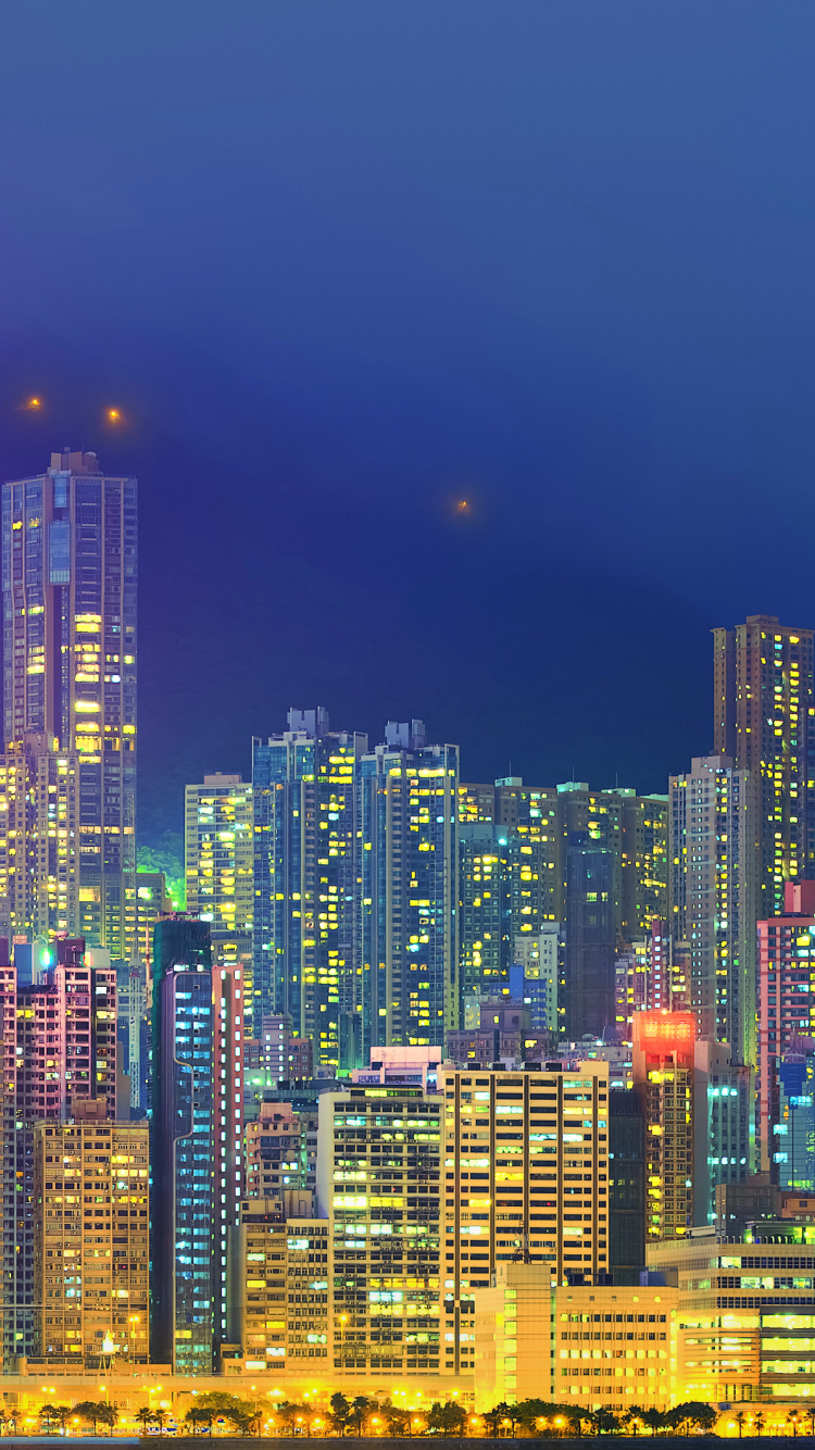 City Skyline During Night Time. Wallpaper in 750x1334 Resolution