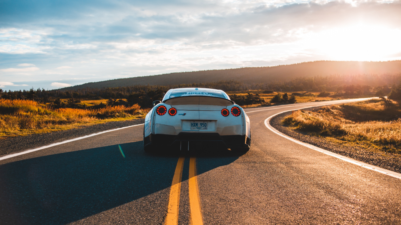 White Car on Road During Daytime. Wallpaper in 1366x768 Resolution