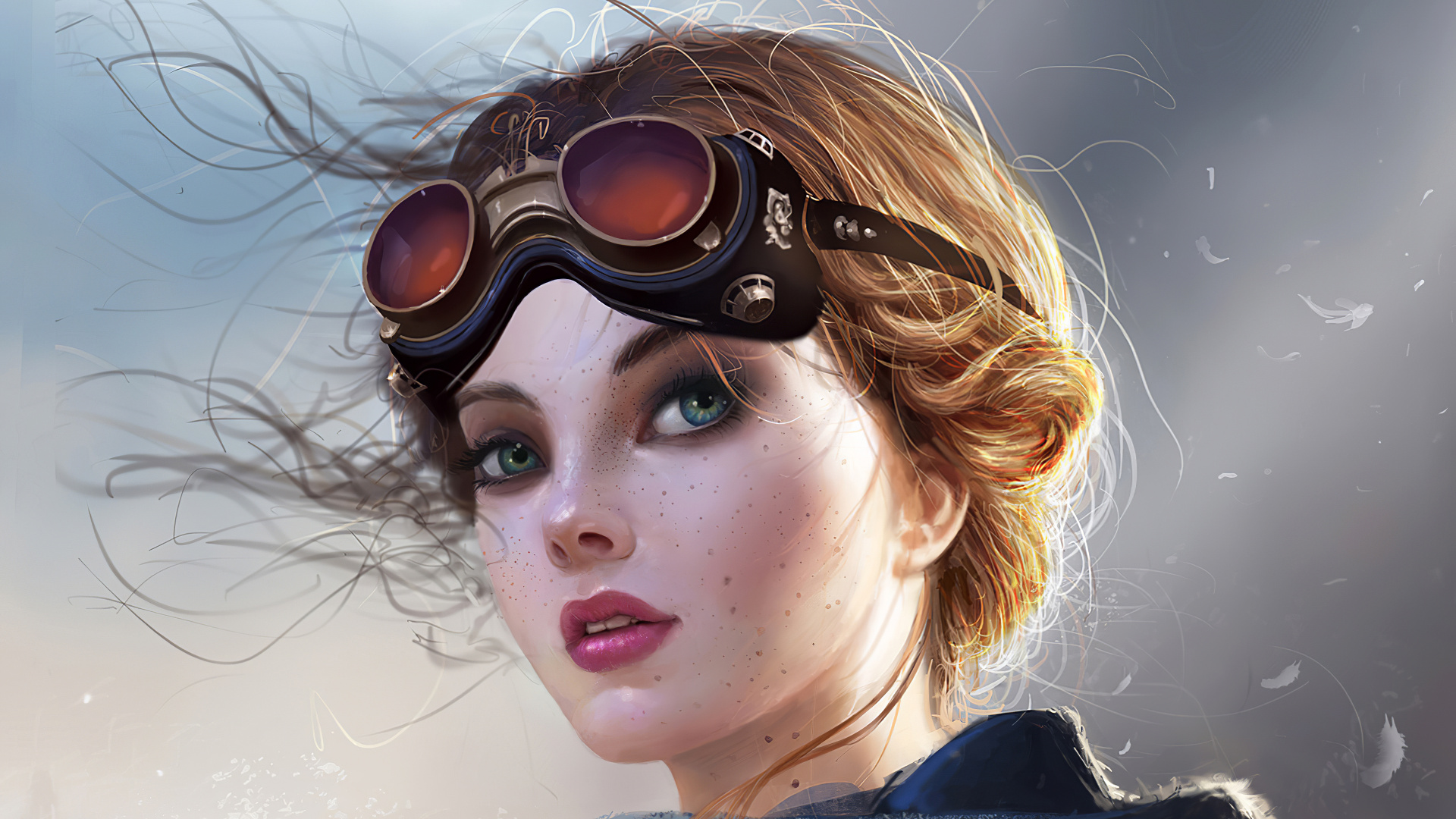 Fantasy Female Pilot Art, Art, Digital Art, Painting, Digital Painting. Wallpaper in 1920x1080 Resolution