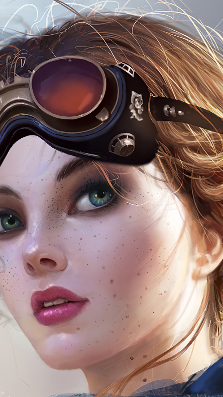 Fantasy Female Pilot Art, Art, Digital Art, Painting, Digital Painting. Wallpaper in 720x1280 Resolution