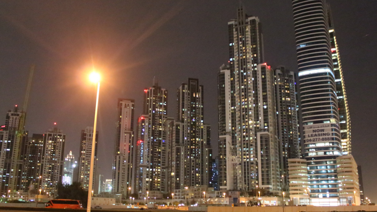City Buildings During Night Time. Wallpaper in 1280x720 Resolution