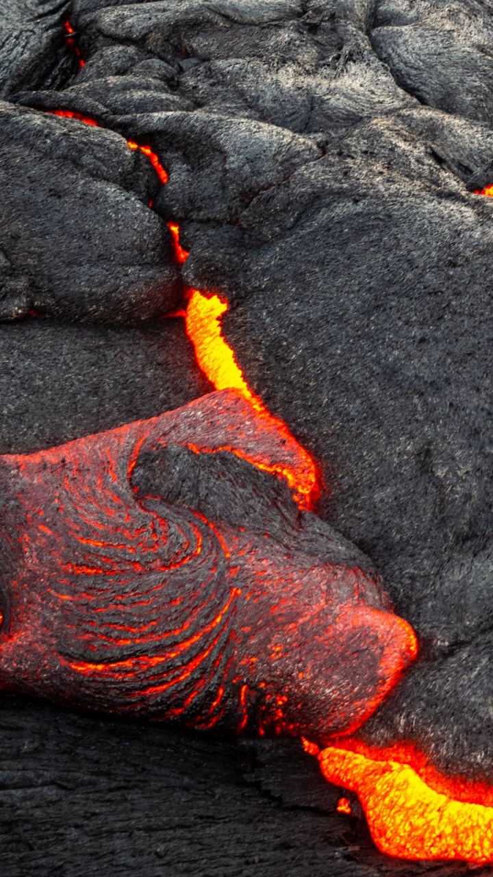 Black and Orange Rock Formation. Wallpaper in 720x1280 Resolution