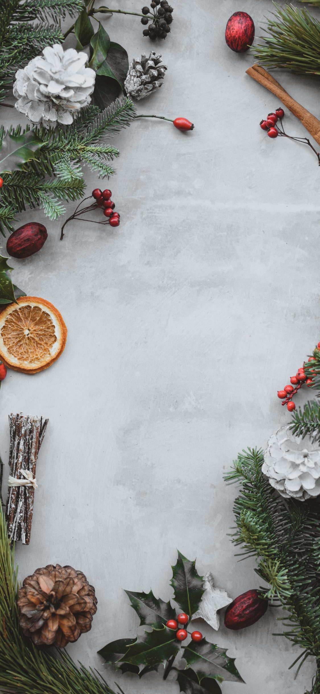 Apple, Pine, Holly, Christmas Tree, Wreath. Wallpaper in 1125x2436 Resolution