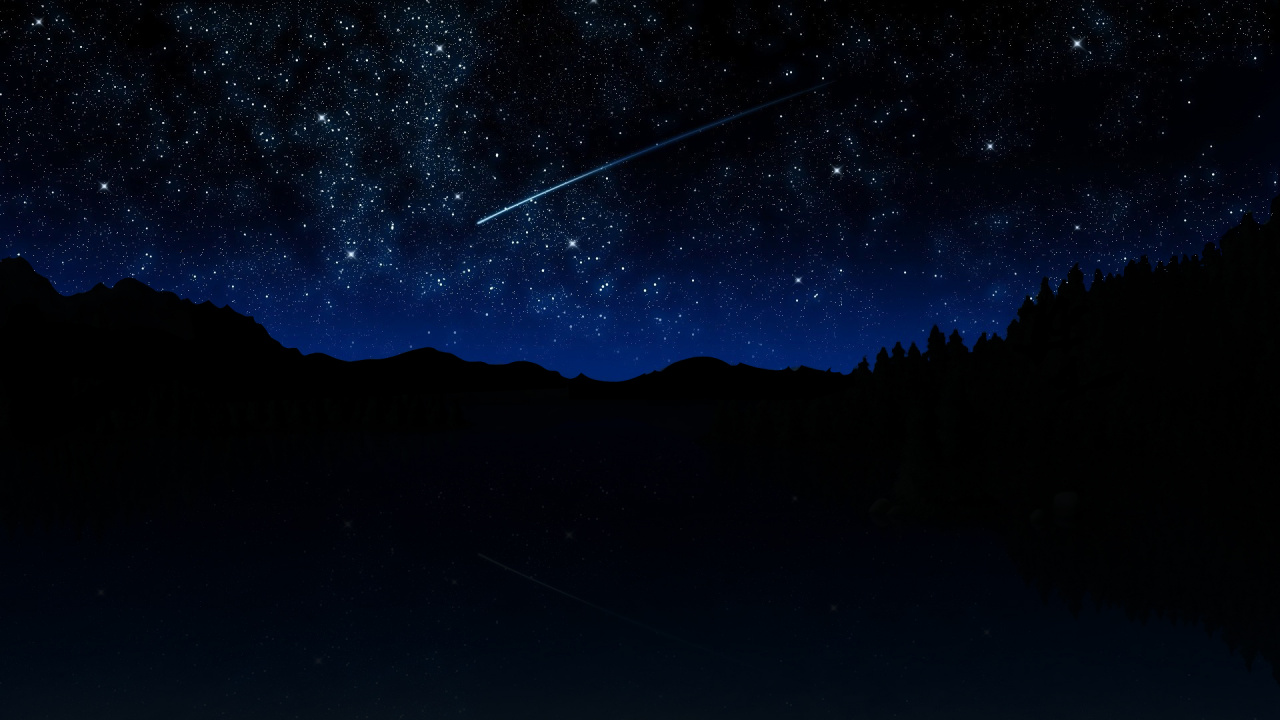 Silhouette of Mountain Under Starry Night. Wallpaper in 1280x720 Resolution