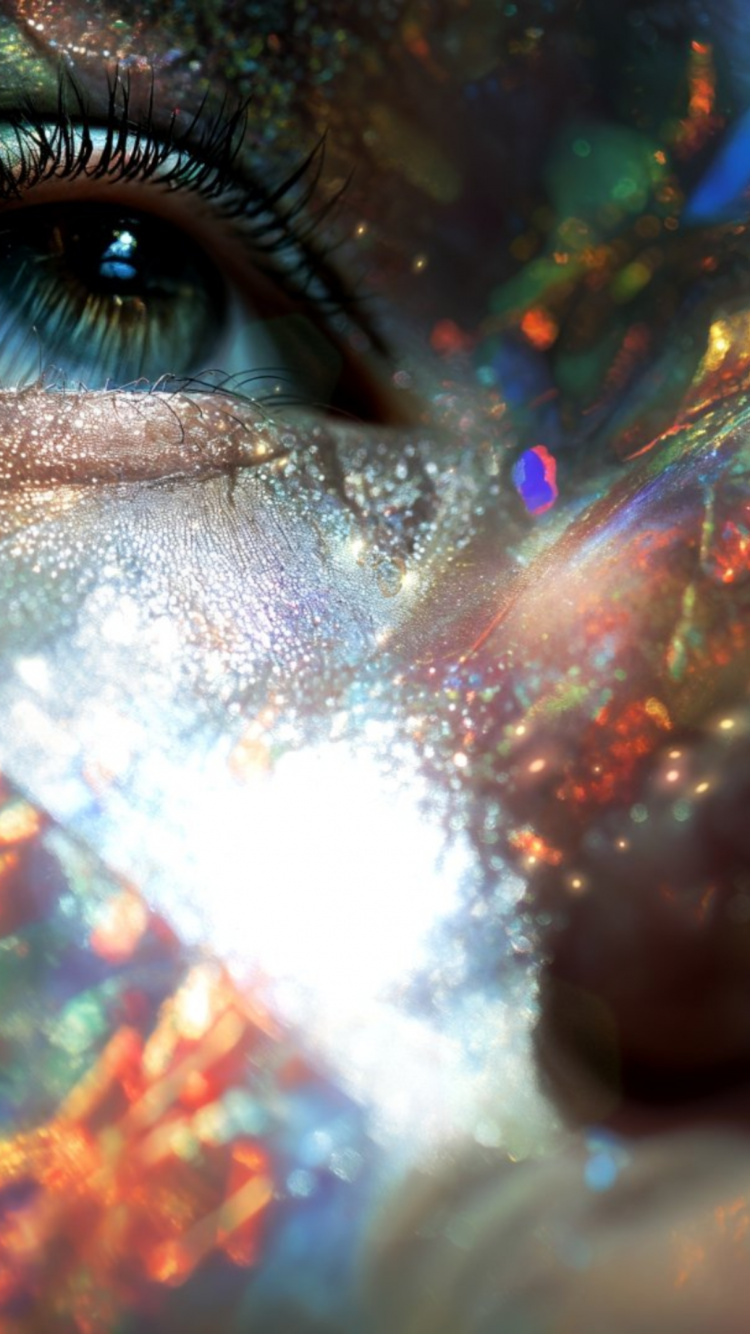 light, girl, refraction, close up, blue eyes earrings
