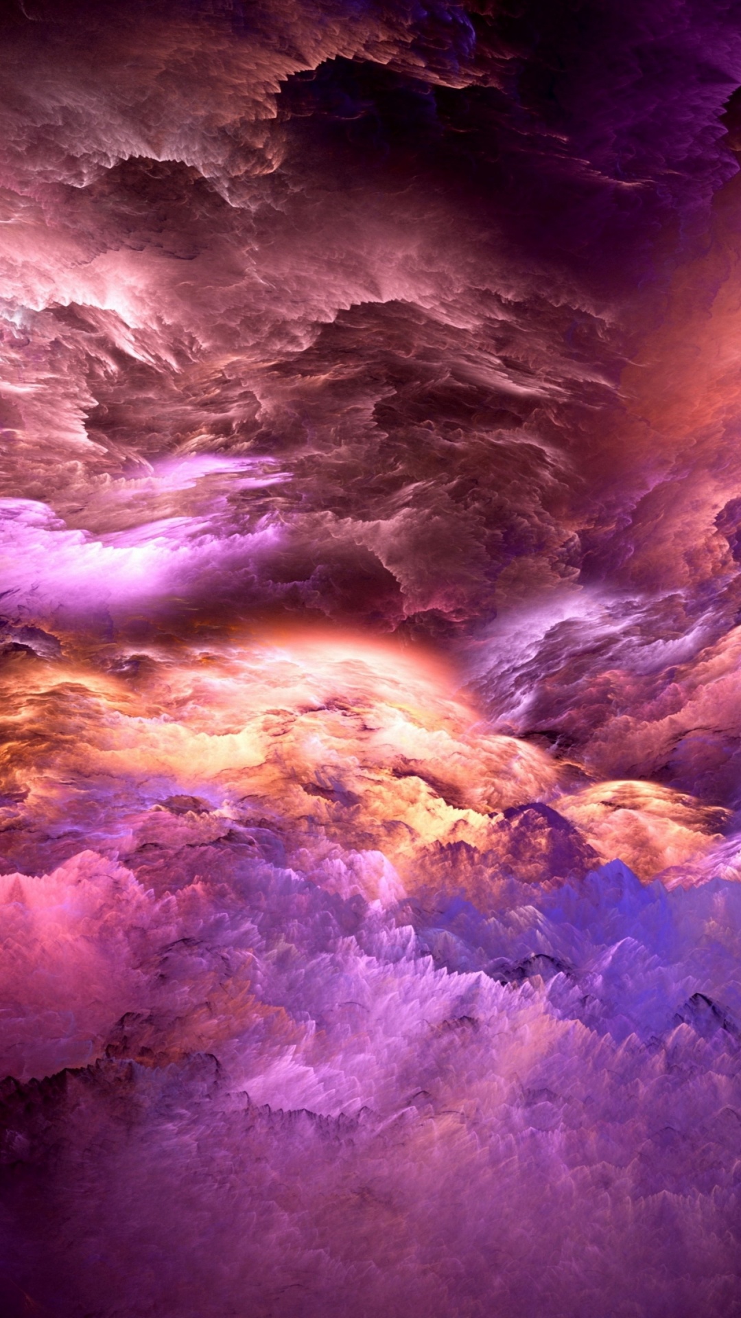 Abstract Colorful Clouds, Abstract Art, Canvas, Painting, Art. Wallpaper in 1080x1920 Resolution