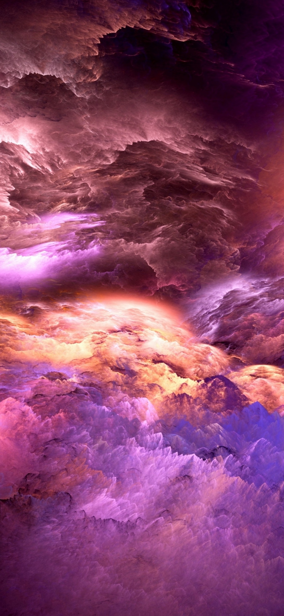Abstract Colorful Clouds, Abstract Art, Canvas, Painting, Art. Wallpaper in 1125x2436 Resolution