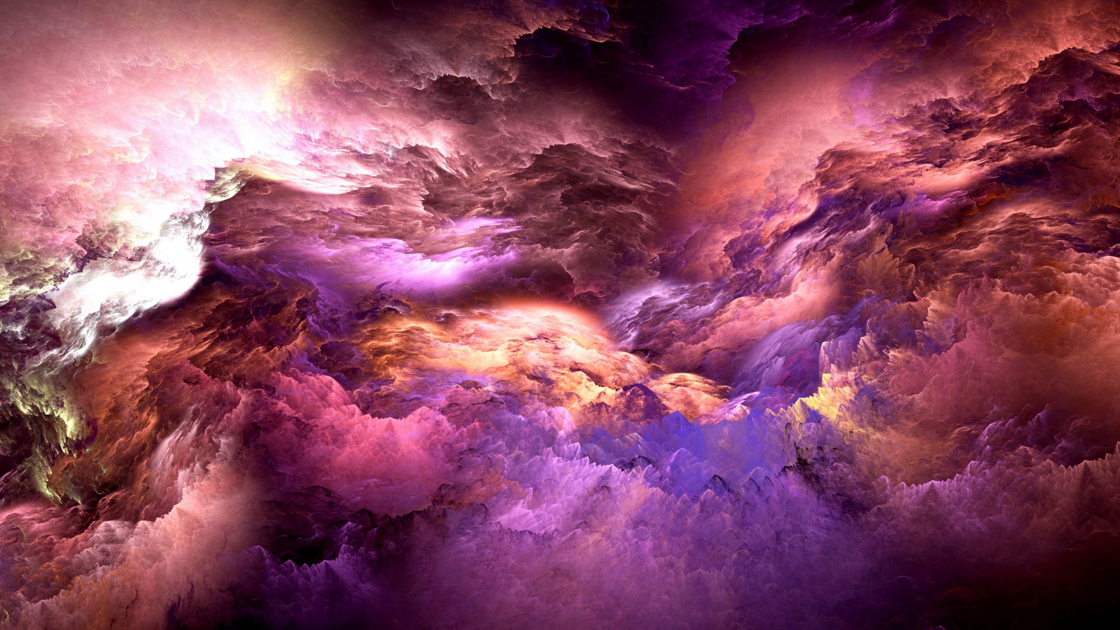 Abstract Colorful Clouds, Abstract Art, Canvas, Painting, Art. Wallpaper in 3840x2160 Resolution