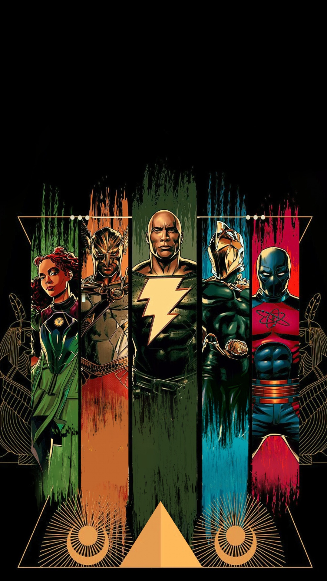 dc Comics, Black Adam, Dwayne Johnson, Faucon, Justice Society of America. Wallpaper in 1080x1920 Resolution