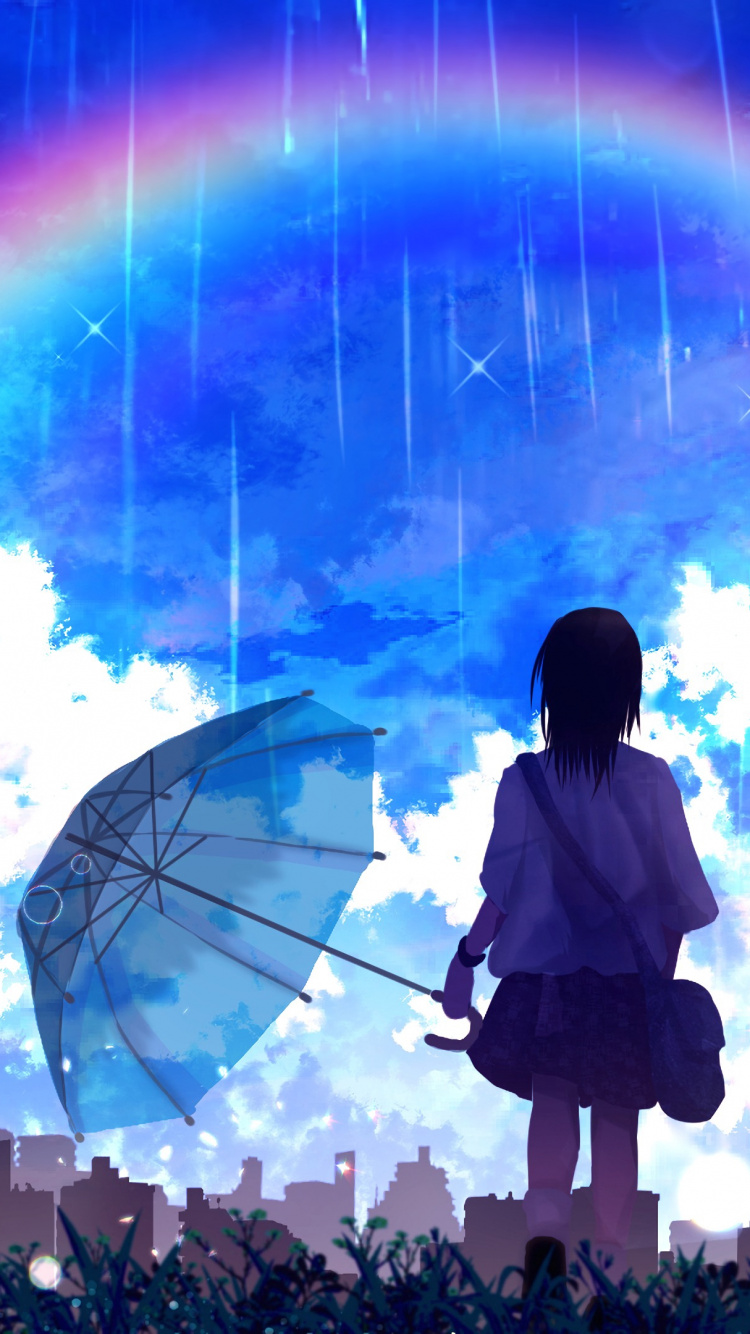 Femme en Manteau Noir Tenant un Parapluie Debout Sur Une Clôture en Béton Blanc Pendant la Journée. Wallpaper in 750x1334 Resolution