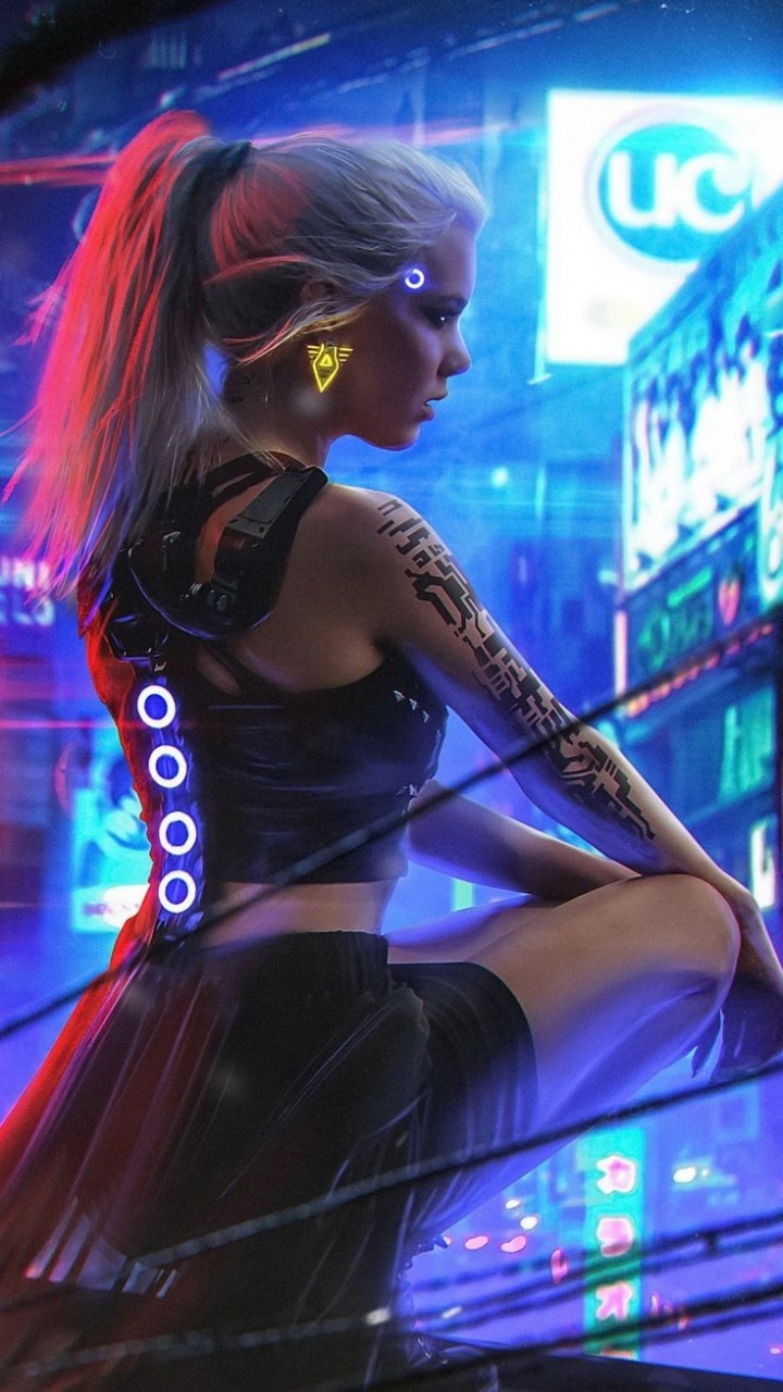 Cyberpunk 2077, Cyberpunk, Arm, Licht, Blau. Wallpaper in 720x1280 Resolution