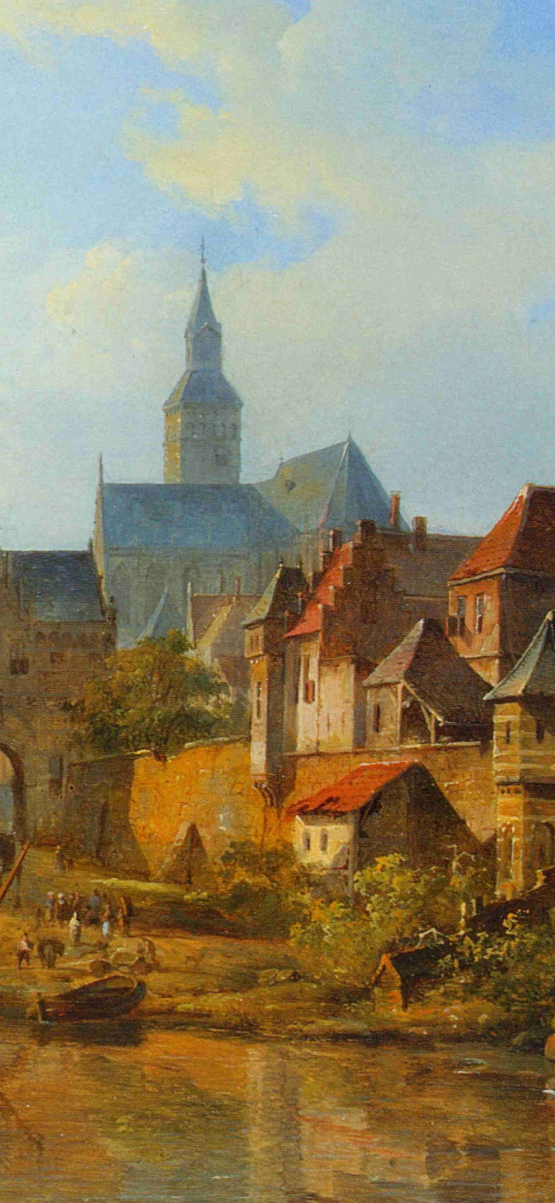 Braunes Und Graues Betongebäude in Der Nähe Eines Gewässers. Wallpaper in 1125x2436 Resolution