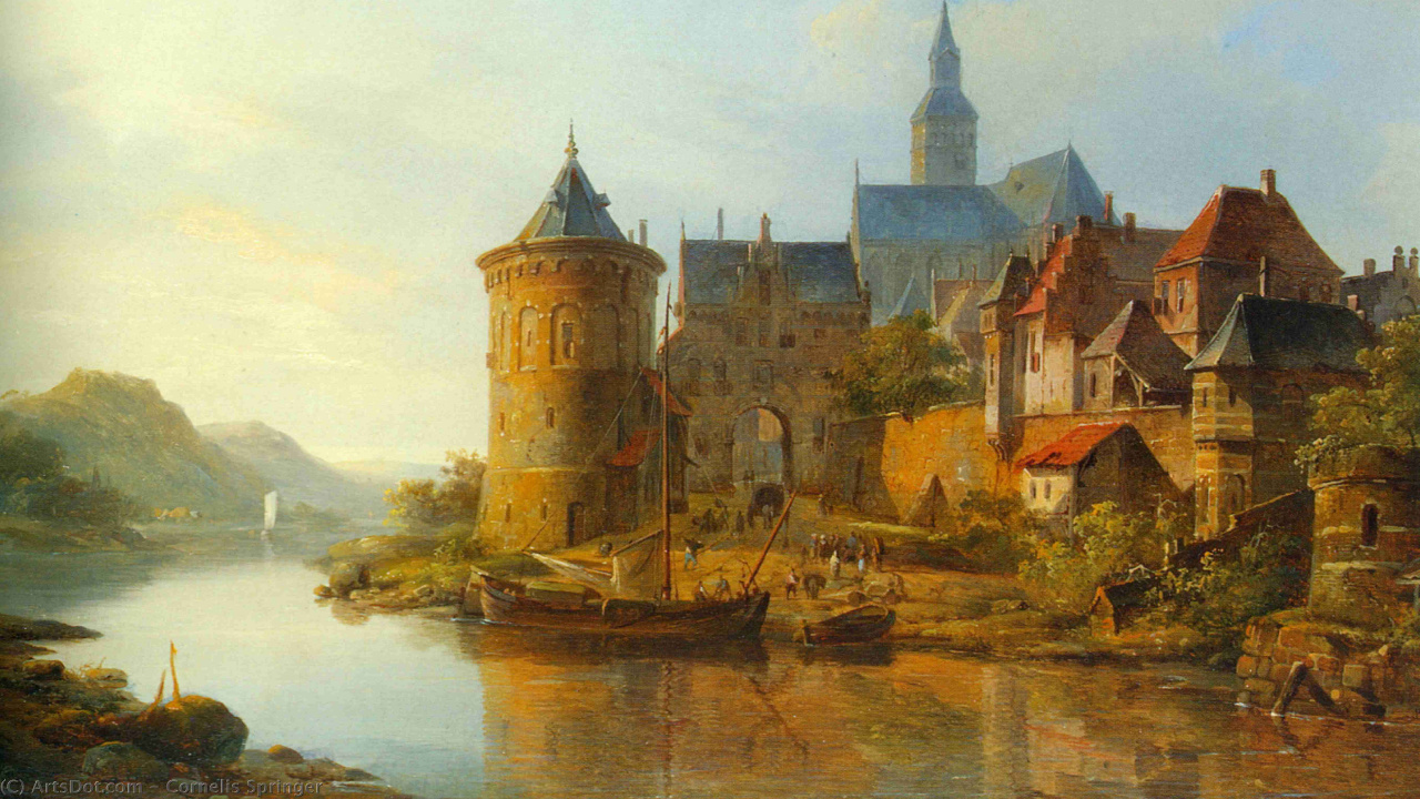 Braunes Und Graues Betongebäude in Der Nähe Eines Gewässers. Wallpaper in 1280x720 Resolution