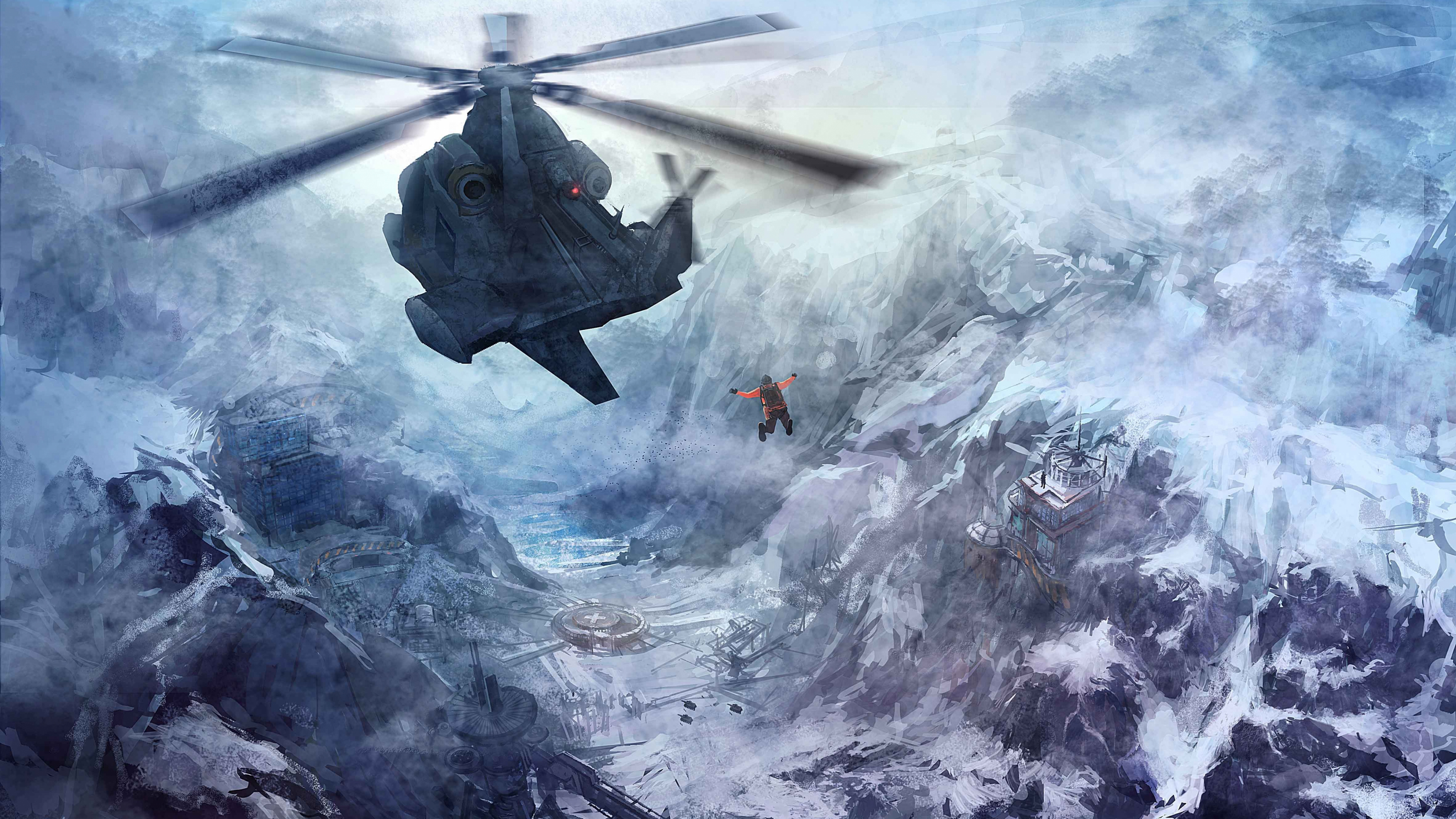 Pintura Abstracta en Blanco y Negro. Wallpaper in 3840x2160 Resolution