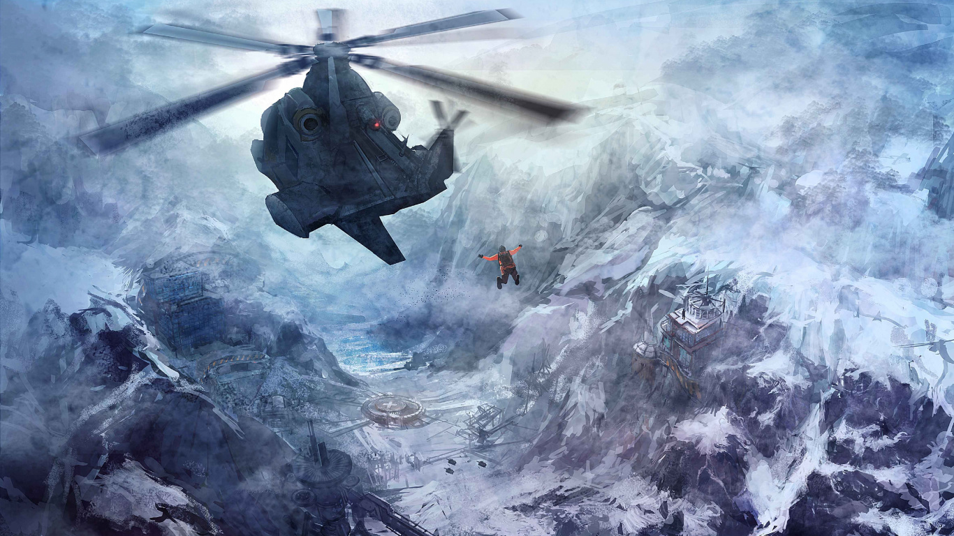 Peinture Abstraite en Noir et Blanc. Wallpaper in 1366x768 Resolution