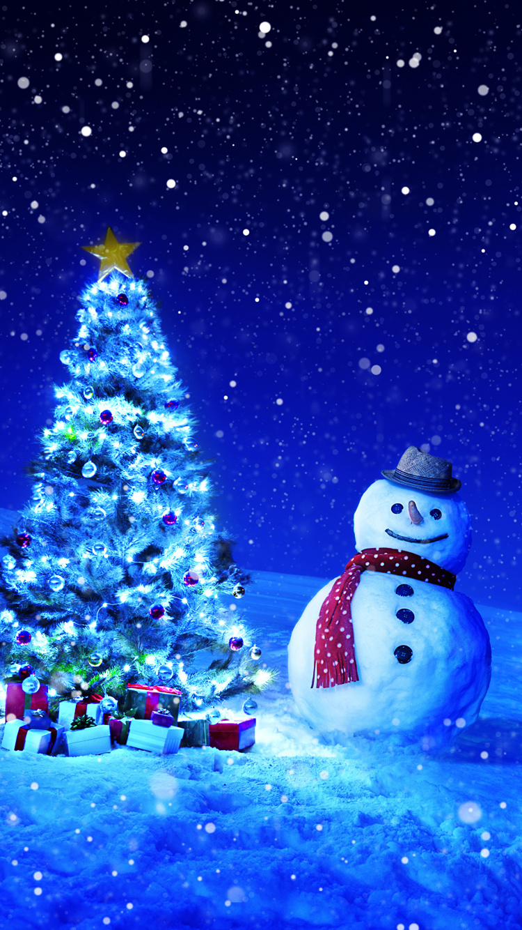 圣诞树, 雪人, 圣诞节那天, Fir, 冬天 壁纸 750x1334 允许