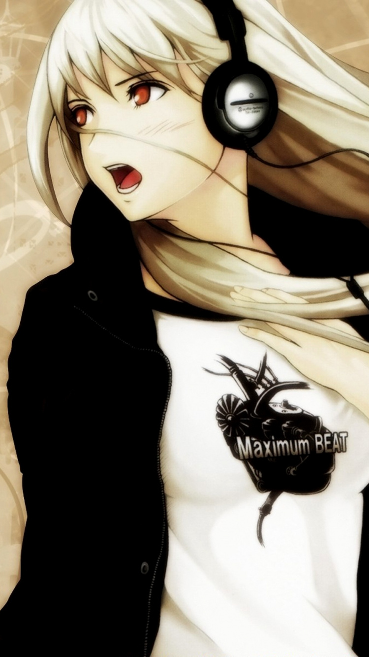 Woman in Black Blazer With White Shirt and Black Headphones Illustration. Wallpaper in 750x1334 Resolution