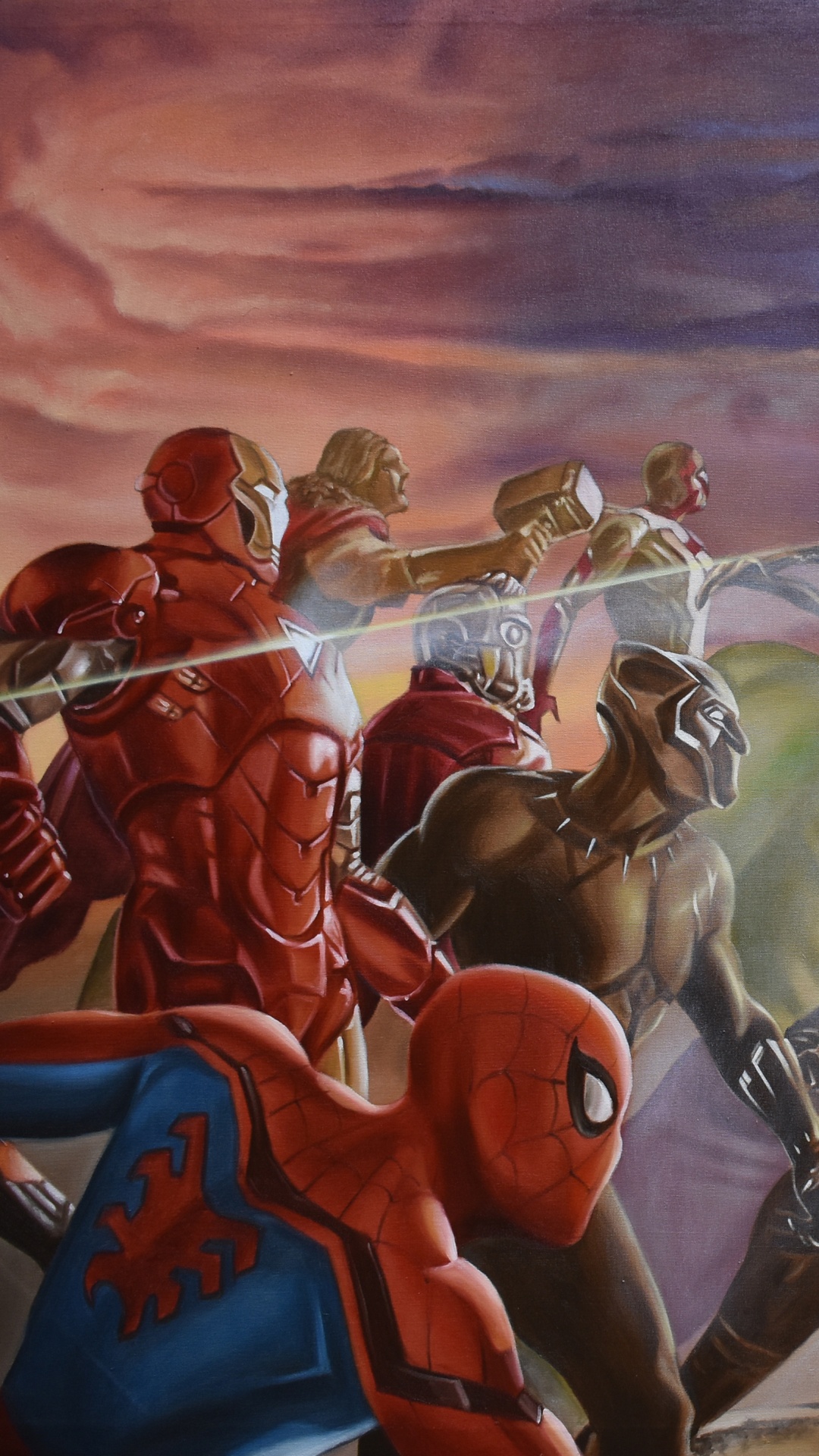 Femme en Robe Rouge Debout à Côté de L'homme en Peinture Chemise Noire. Wallpaper in 1080x1920 Resolution