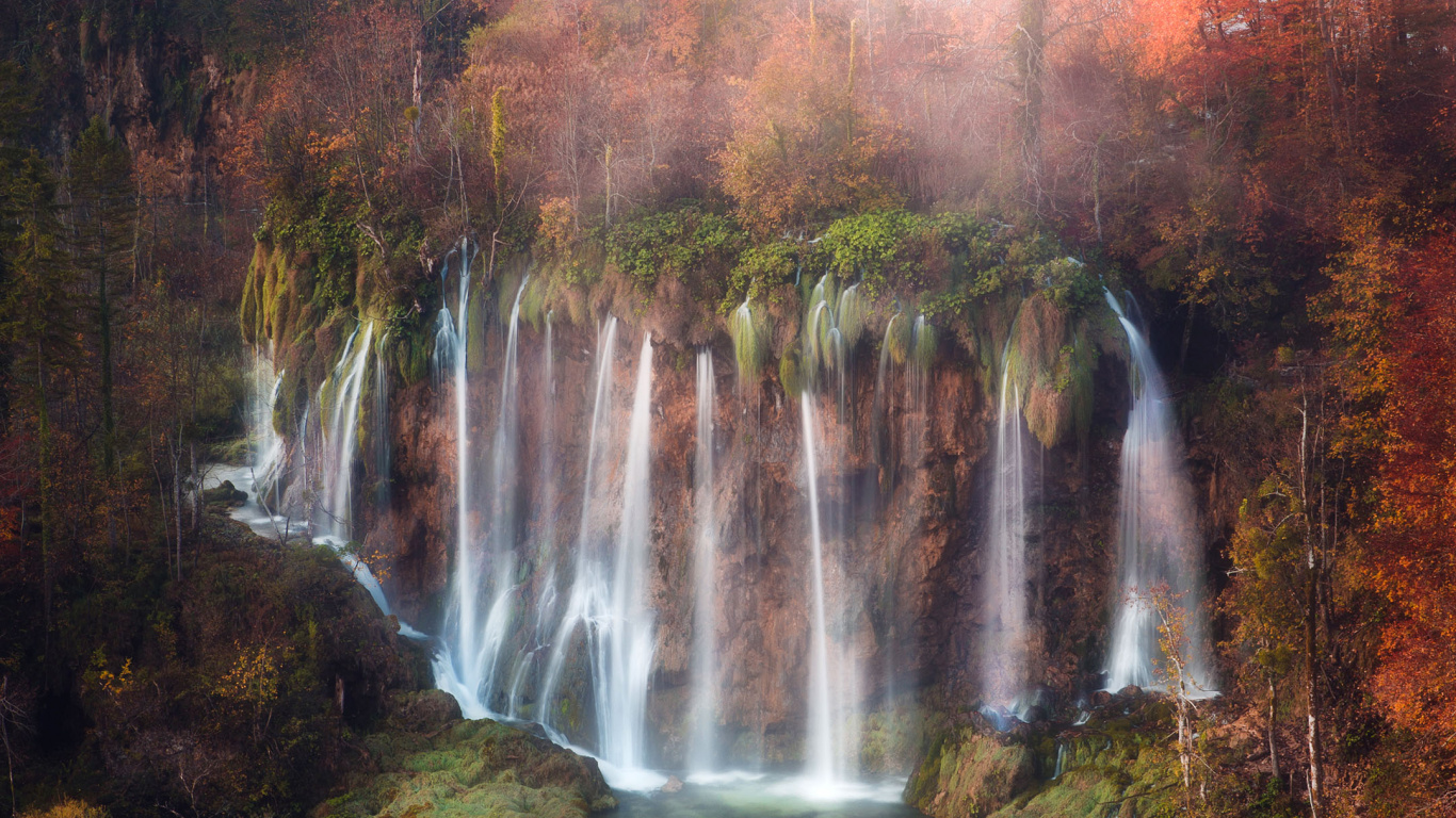 Plitvicer Seen National Park, Natur, Nationalpark, Sehenswürdigkeit, Durmitor. Wallpaper in 1366x768 Resolution