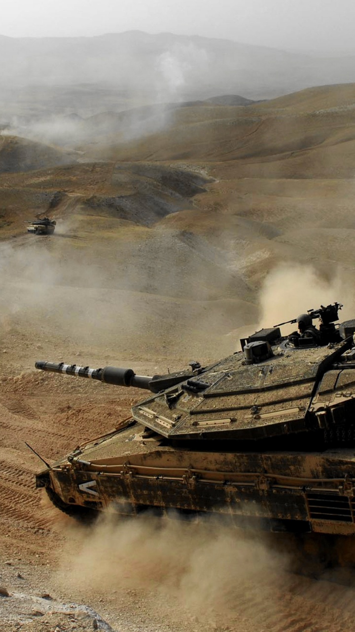 Tank, Dust, Military, Self Propelled Artillery, Main Battle Tank. Wallpaper in 720x1280 Resolution