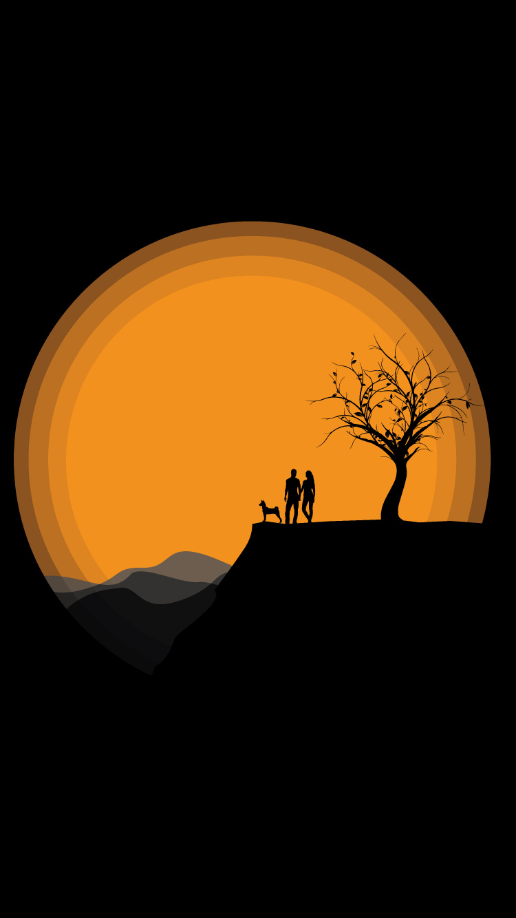 Silhouette de 2 Personnes Debout Sur Une Formation Rocheuse au Coucher du Soleil. Wallpaper in 750x1334 Resolution