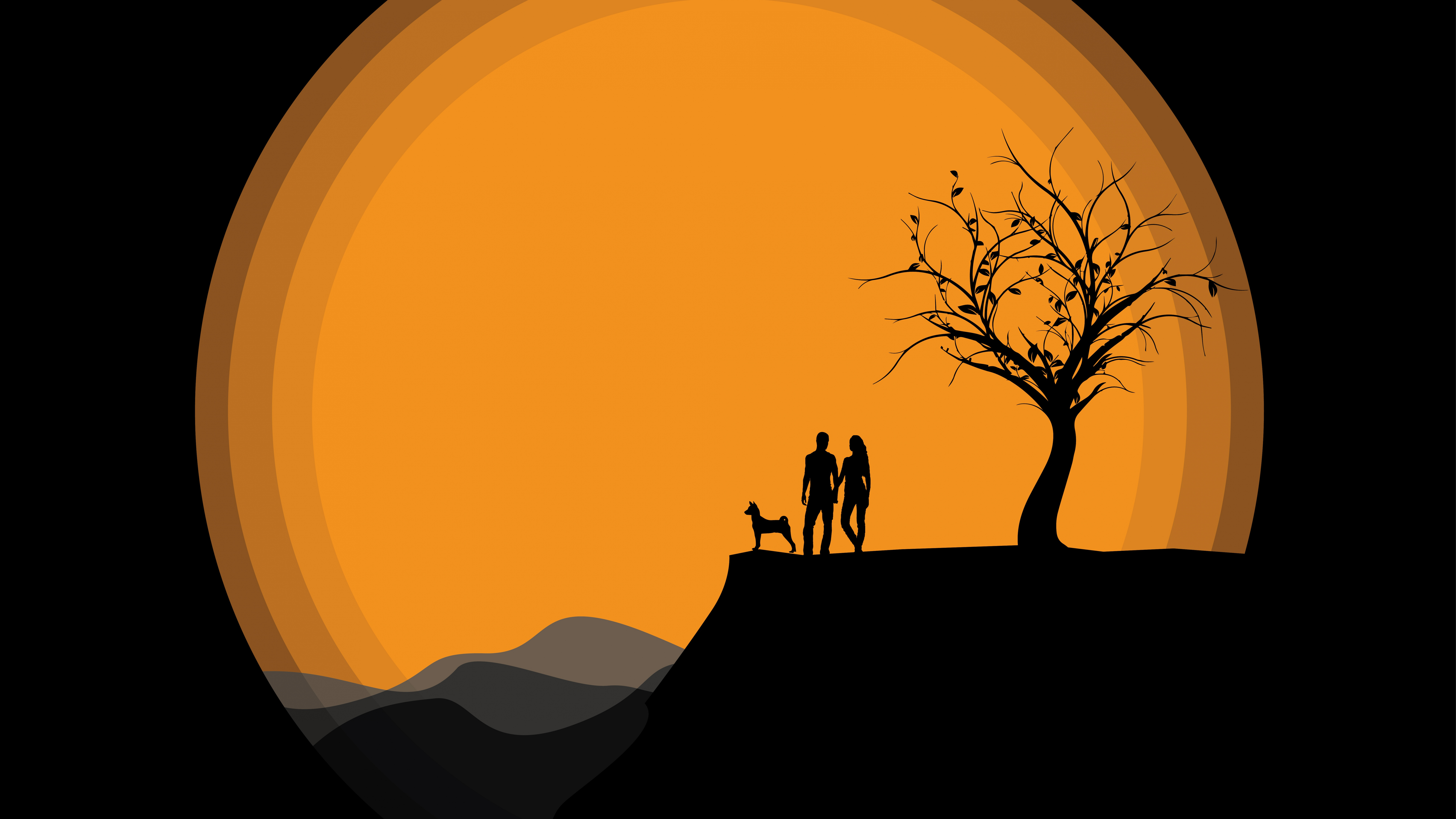 Silhouette Von 2 Personen, Die Bei Sonnenuntergang Auf Einer Felsformation Stehen. Wallpaper in 7680x4320 Resolution
