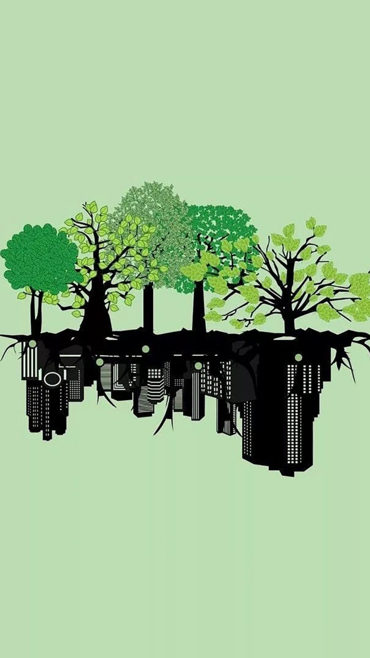 el Minimalismo, Sucursal, Verde, Tallo de la Planta, Gráficos. Wallpaper in 720x1280 Resolution