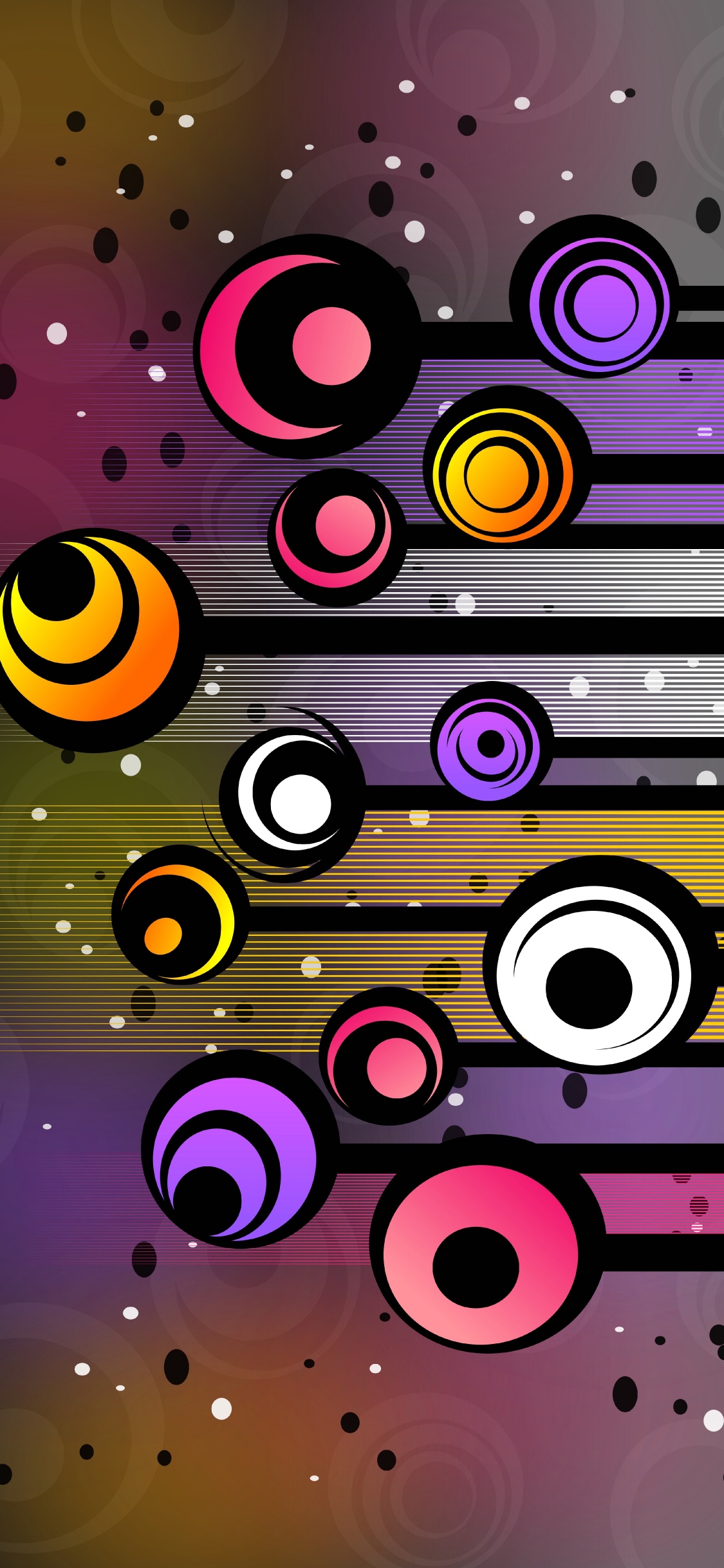 圆圈, 图形设计, 色彩, 空间, 绘画 壁纸 1125x2436 允许