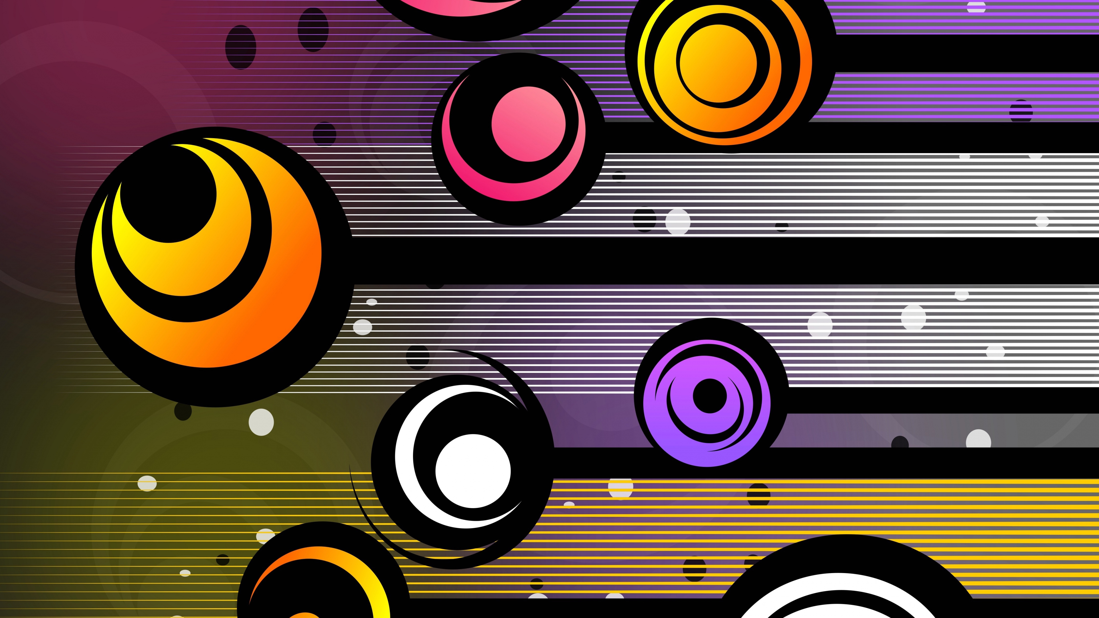 圆圈, 图形设计, 色彩, 空间, 绘画 壁纸 3840x2160 允许