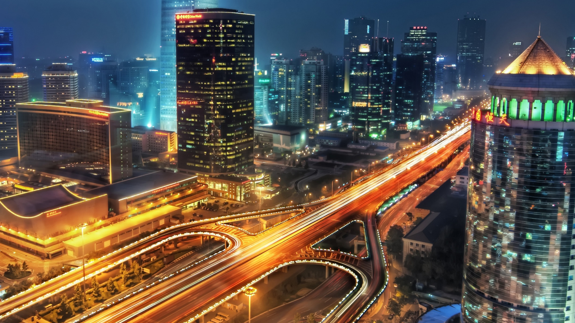 City Buildings During Night Time. Wallpaper in 1920x1080 Resolution