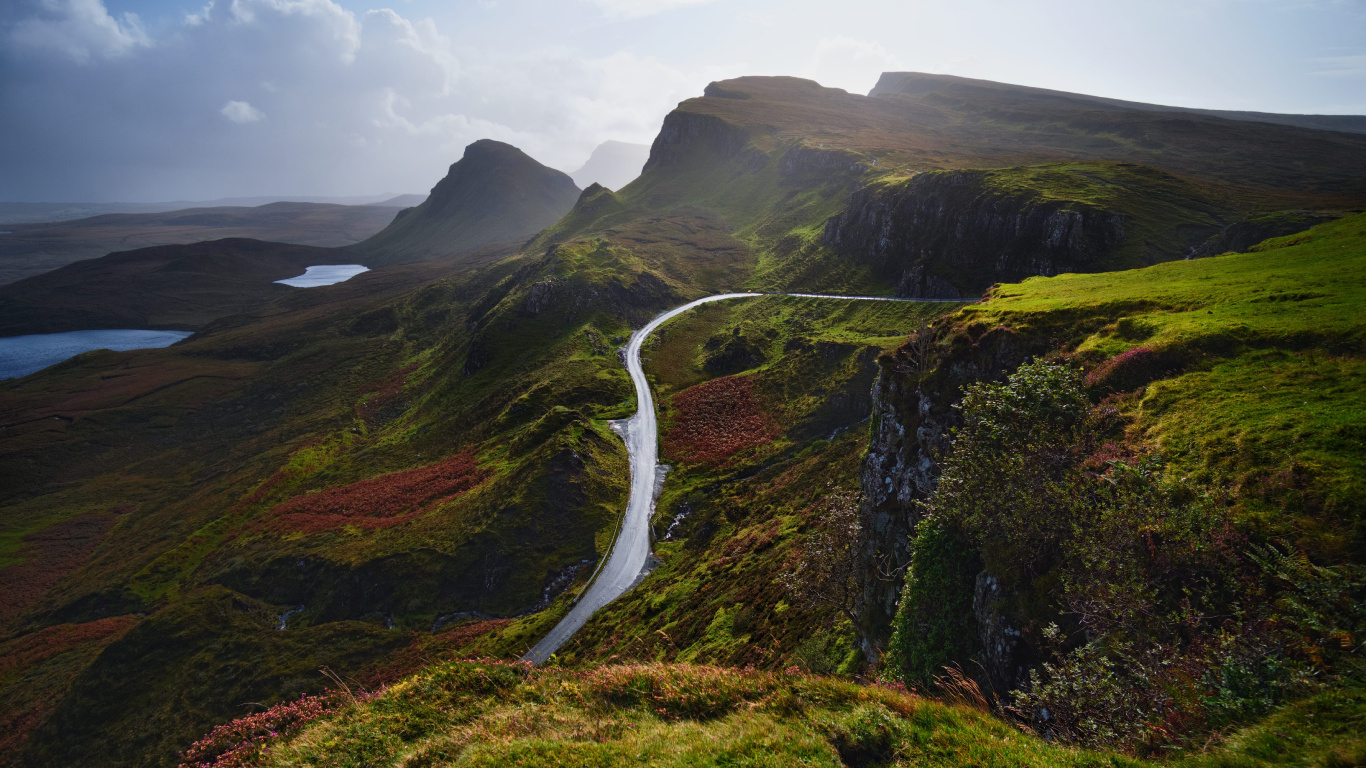 Mountain, Road, Highland, Mountainous Landforms, Natural Landscape. Wallpaper in 1366x768 Resolution