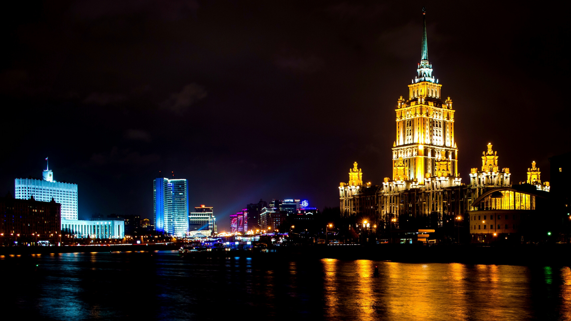 Skyline Der Stadt Bei Nacht Night. Wallpaper in 1920x1080 Resolution