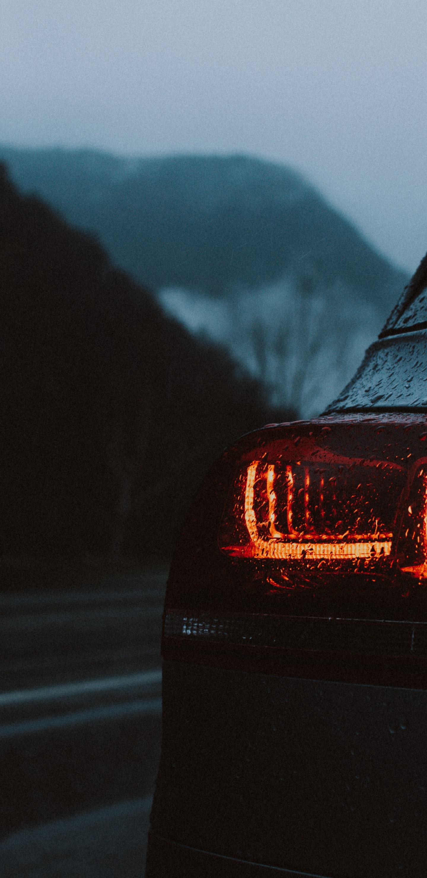 Voiture Noire Sur Route Pendant la Nuit. Wallpaper in 1440x2960 Resolution