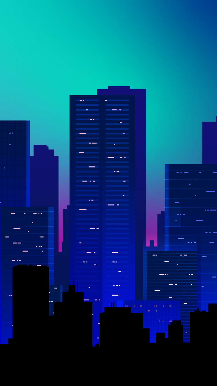 Arte Digital, Azul, Torre de Bloques, Propiedad, Área Urbana. Wallpaper in 750x1334 Resolution